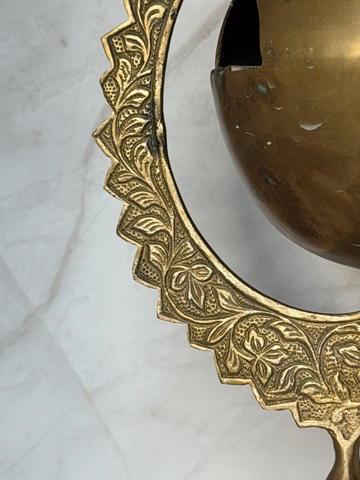 Vintage Brass Ashtray on Crescent Moon Stand