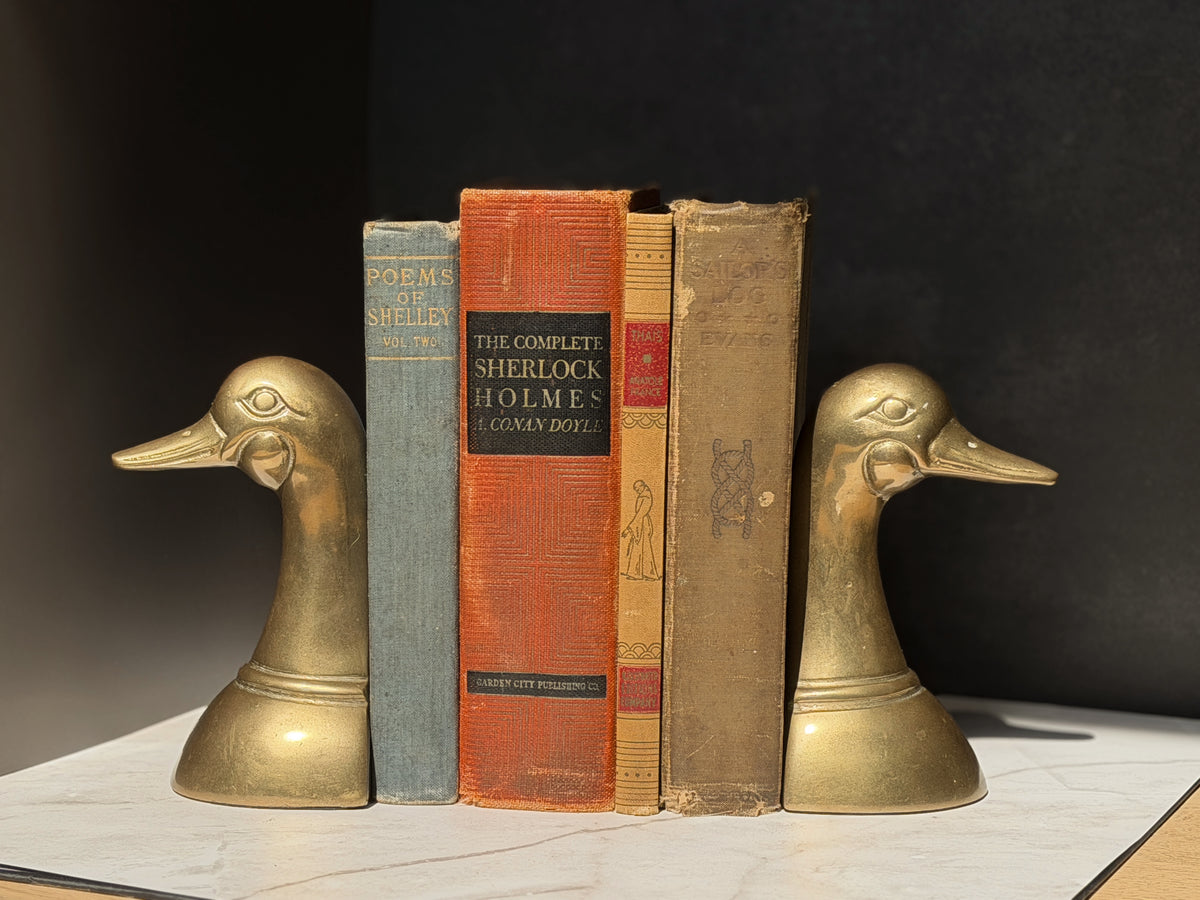 MCM Brass Duck Head Bookends