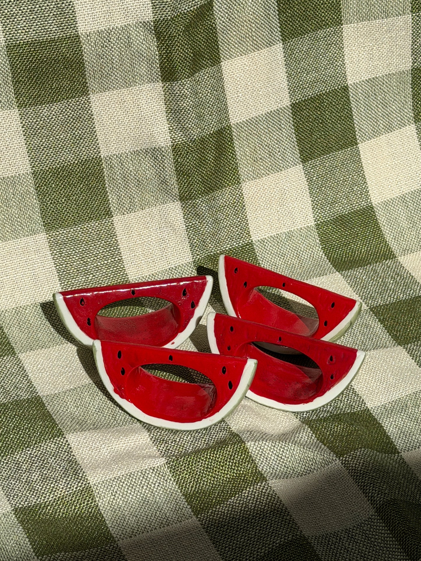 Ceramic Watermelon Napkin Rings (Set of 4)
