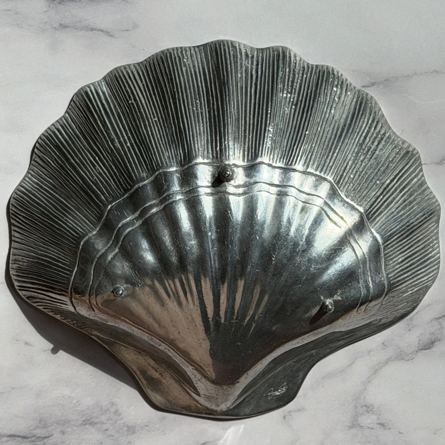 Bruce Fox Cast Pewter Scallop Shell Footed Dish