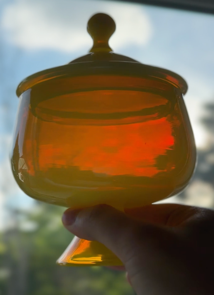 Yellow Opaline Lidded Compote