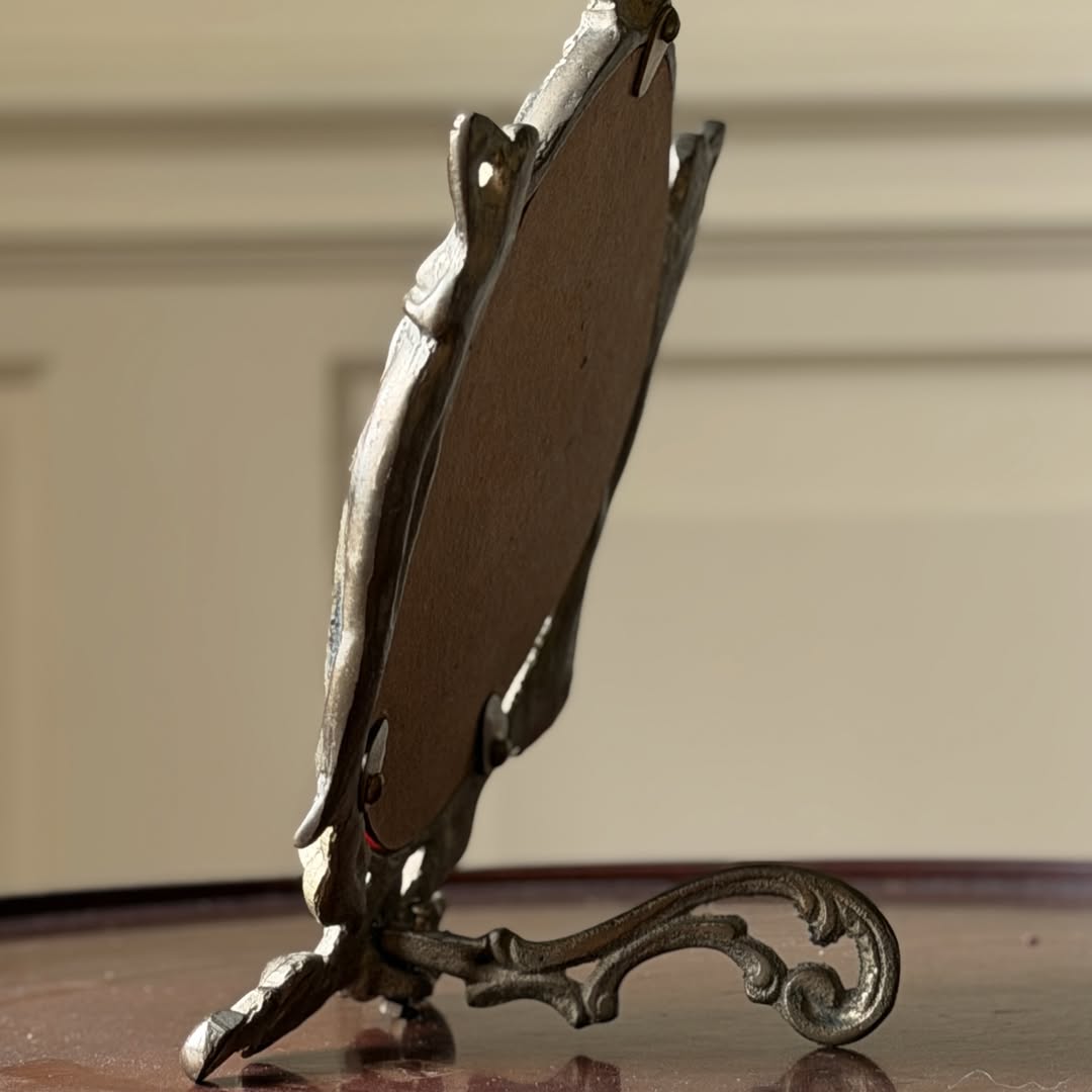 Art Nouveau Figural Brass Easel Frame