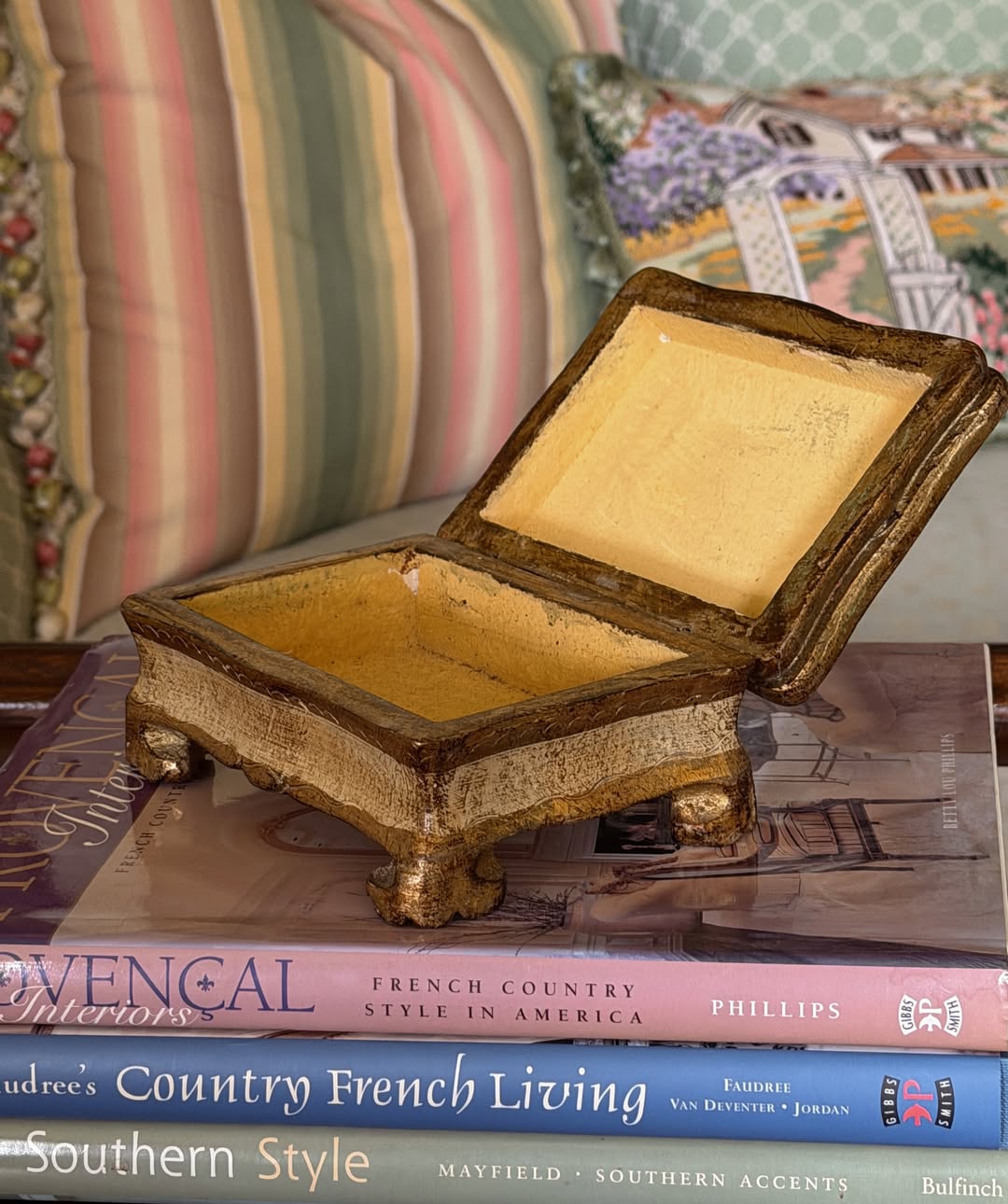 Florentine Giltwood Footed Box, Made in Italy