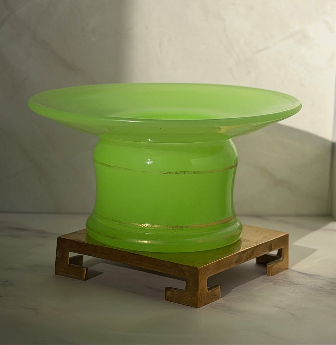 Green Gilt Opaline Bowl / Compote