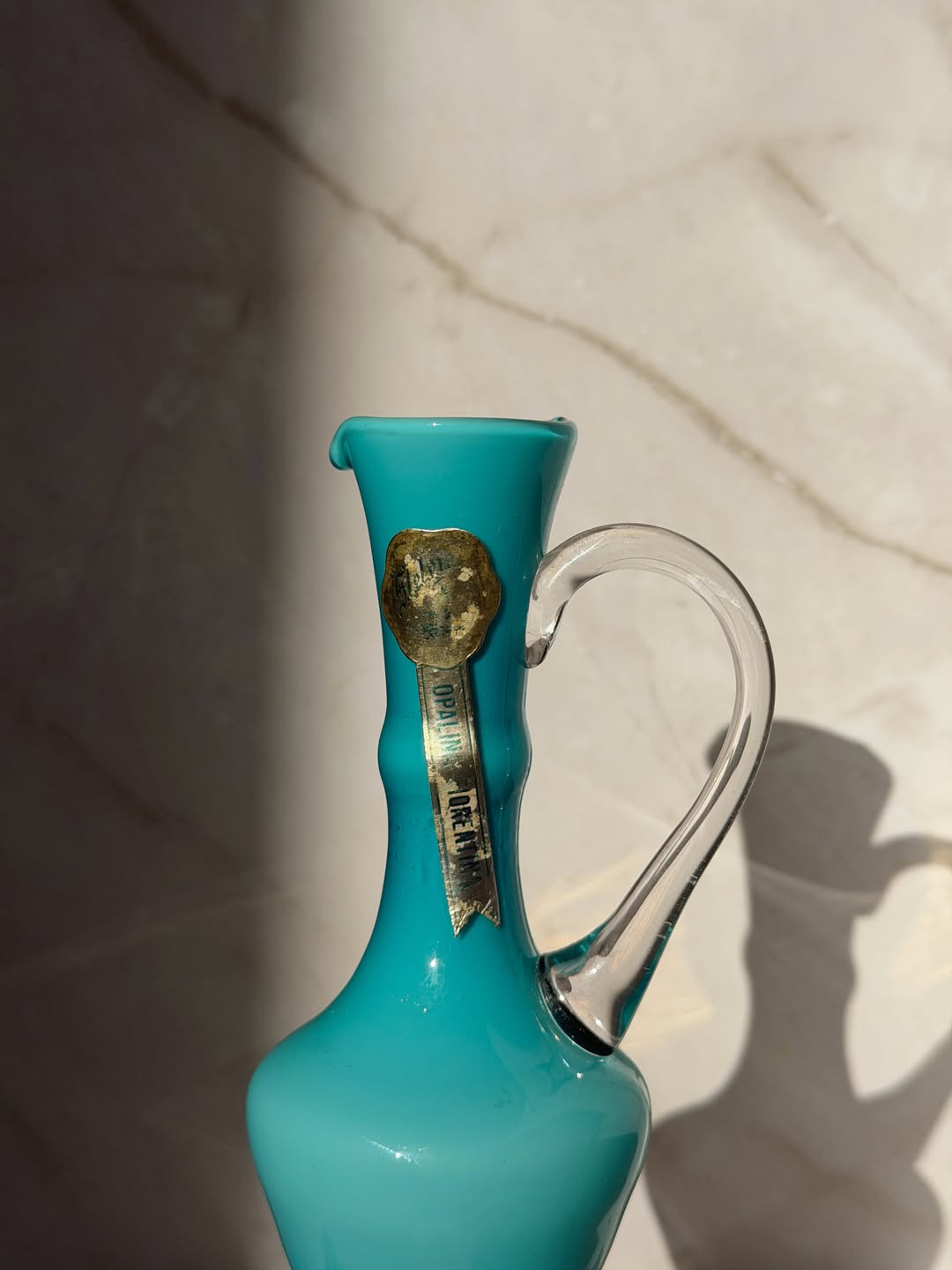 Teal Opaline Ewer, V.B. Opaline Florence