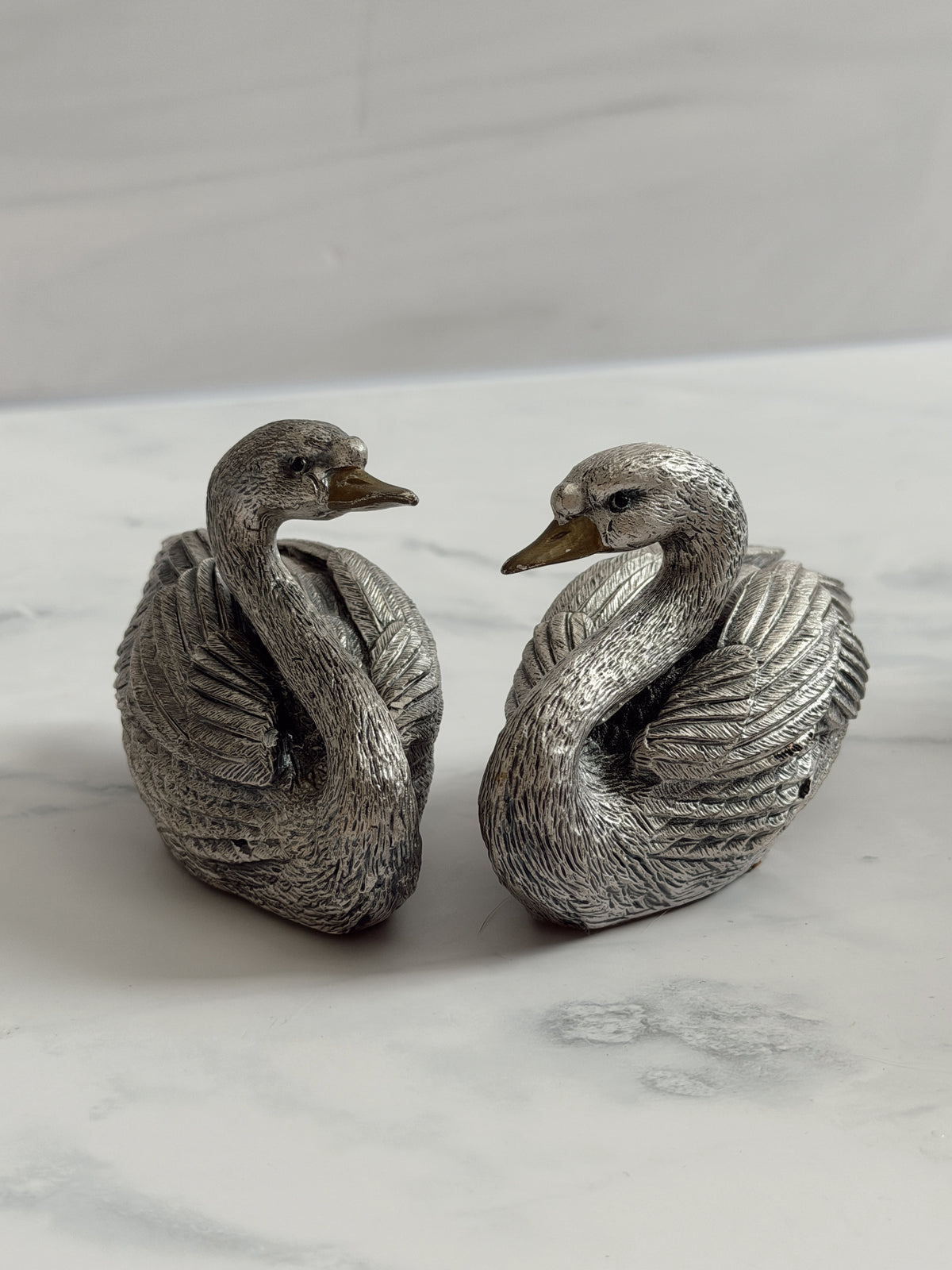 Pair of Pewter Swans