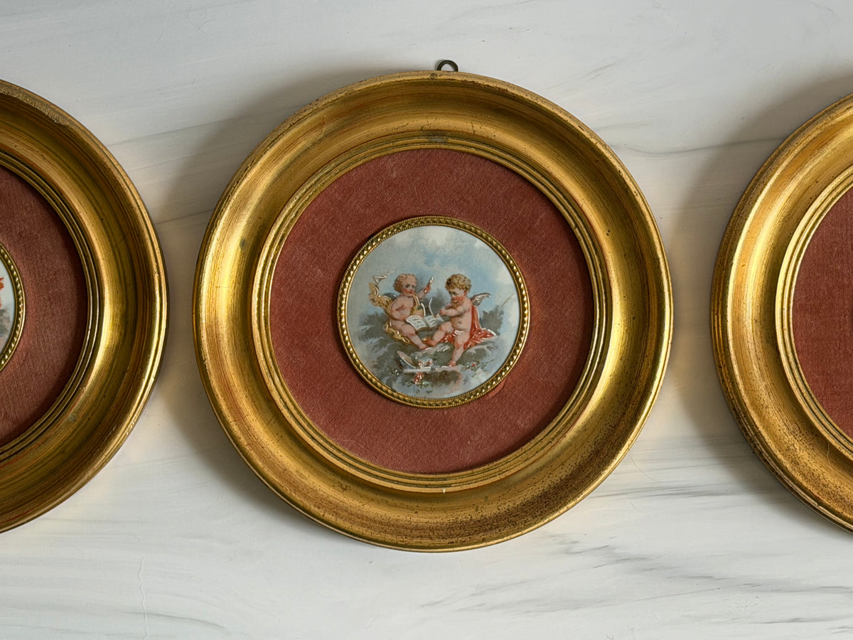 Vintage Gilt Cherub Wall Art (Set of Three)