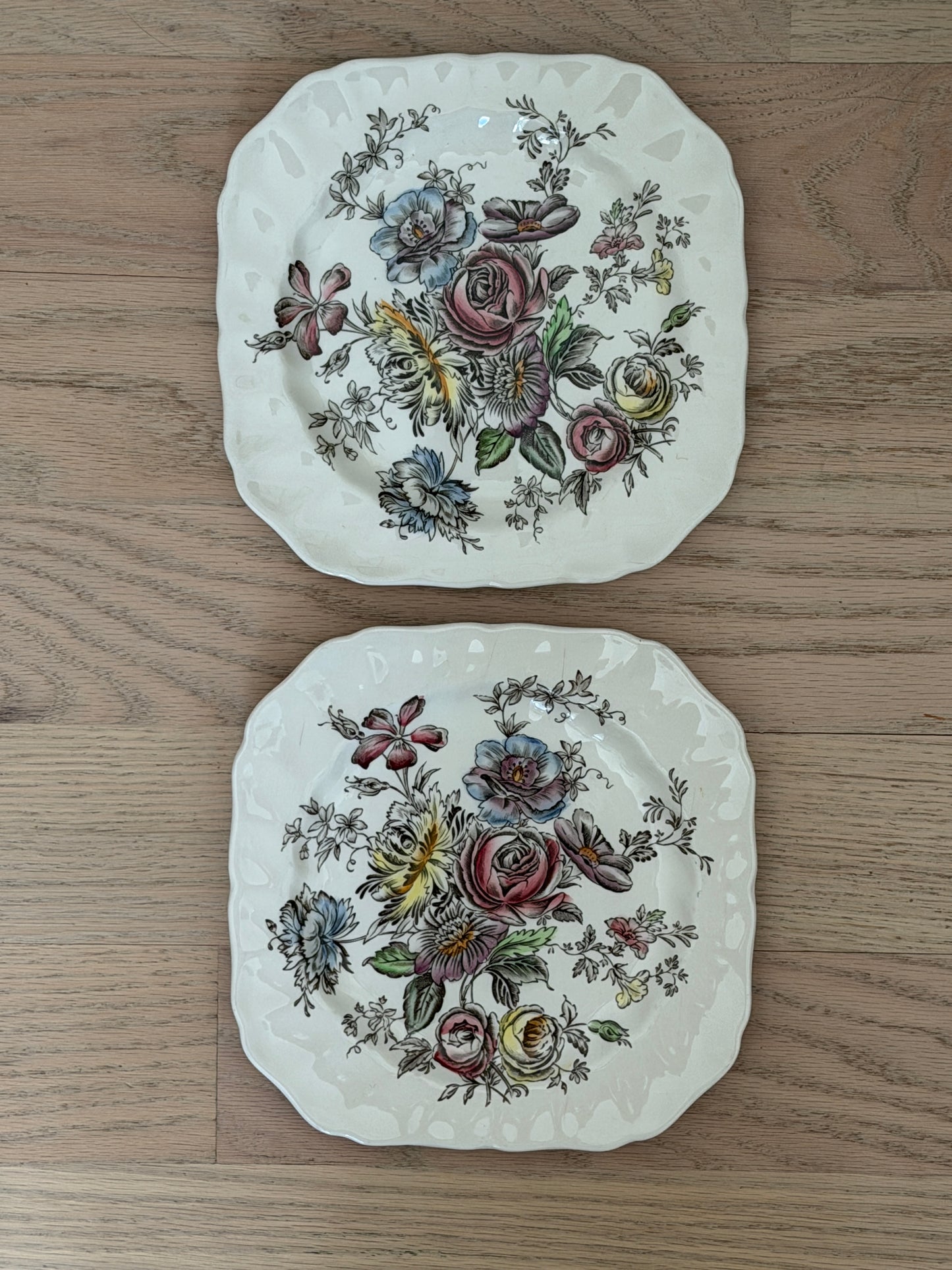 Ironstone Floral Square Plates - The Johnson Bros “Sheraton”
