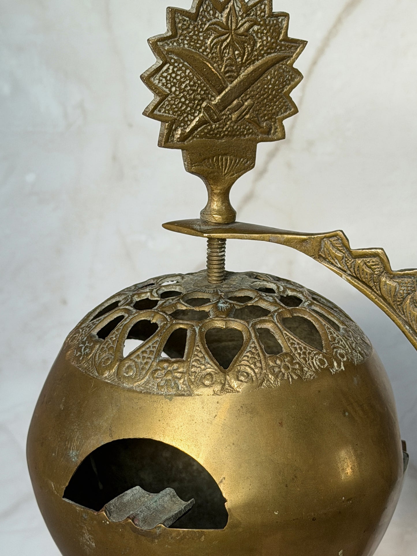 Vintage Brass Ashtray on Crescent Moon Stand