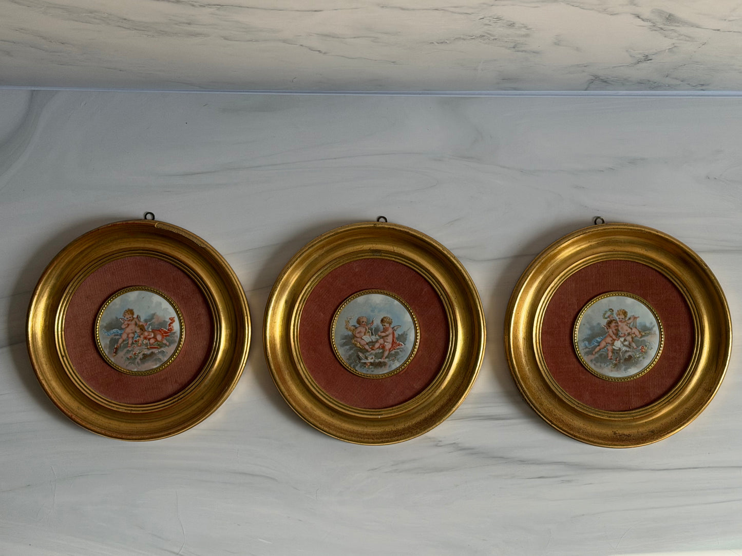 Vintage Gilt Cherub Wall Art (Set of Three)