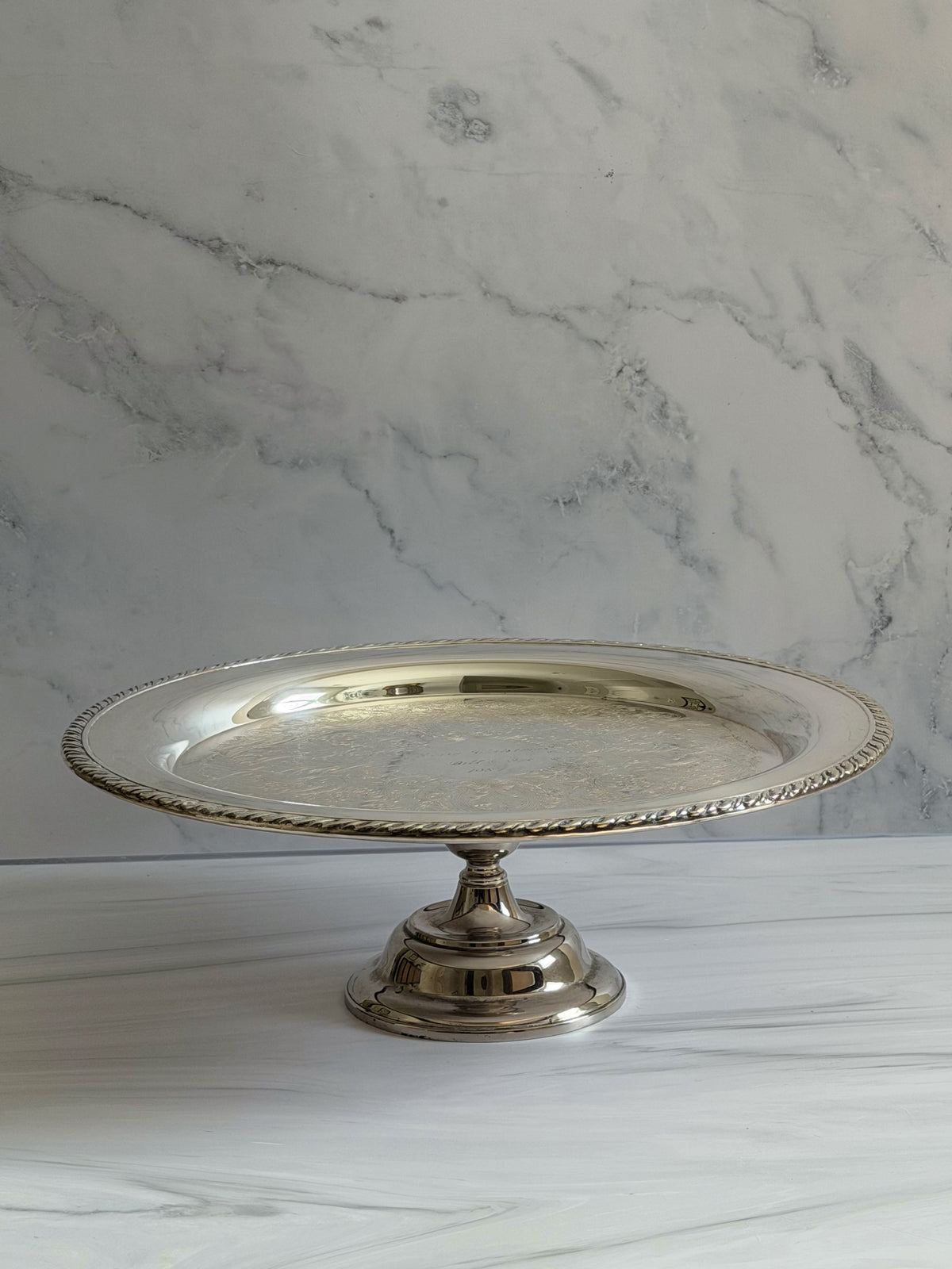 Vintage Oneida Silverplate Pedestal Serving Tray