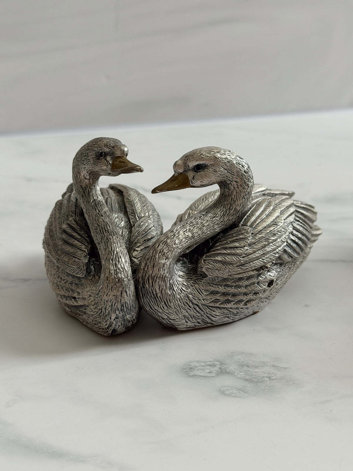 Pair of Pewter Swans