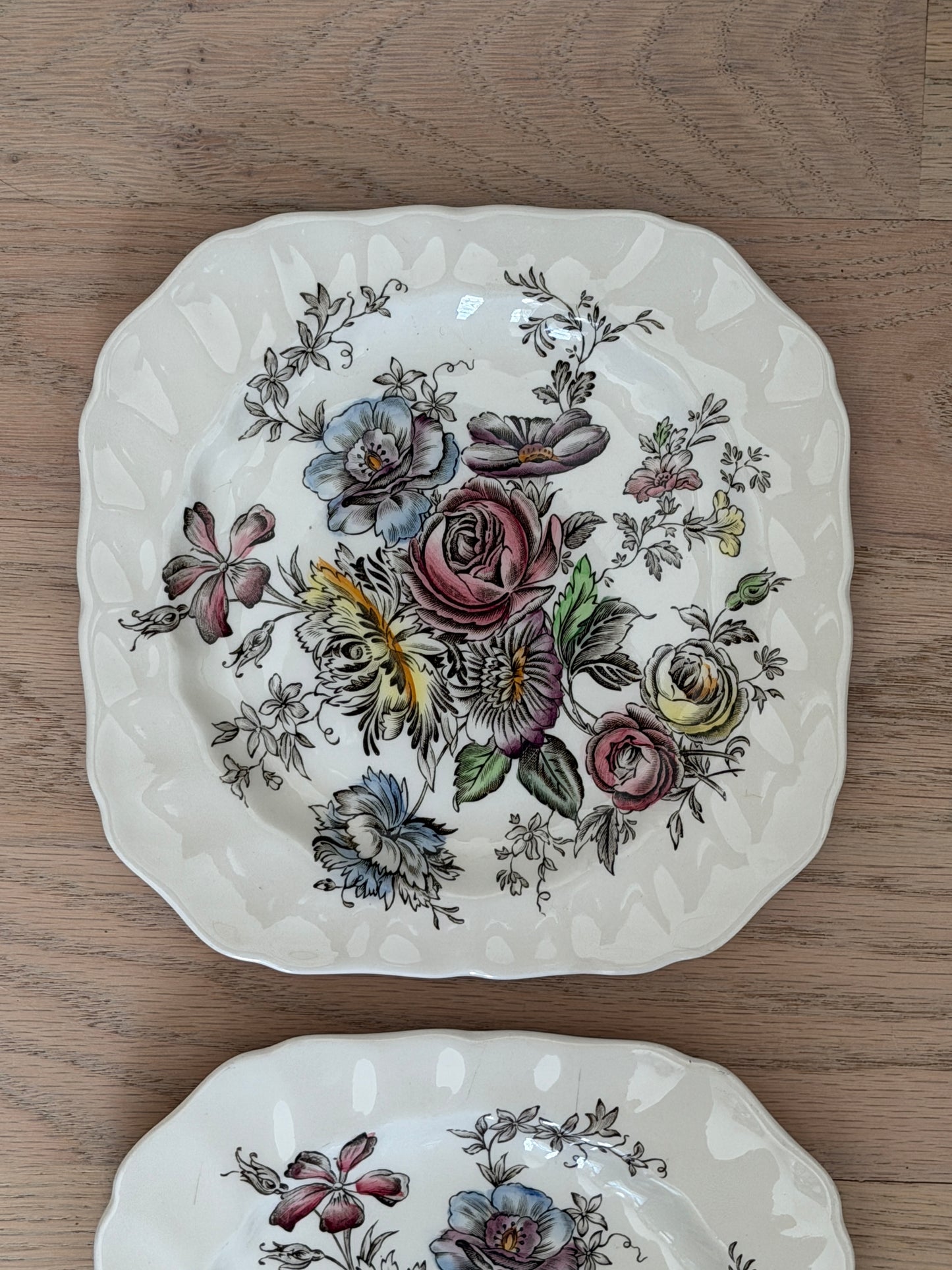 Ironstone Floral Square Plates - The Johnson Bros “Sheraton”
