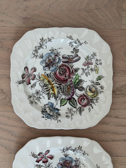 Ironstone Floral Square Plates - The Johnson Bros “Sheraton”