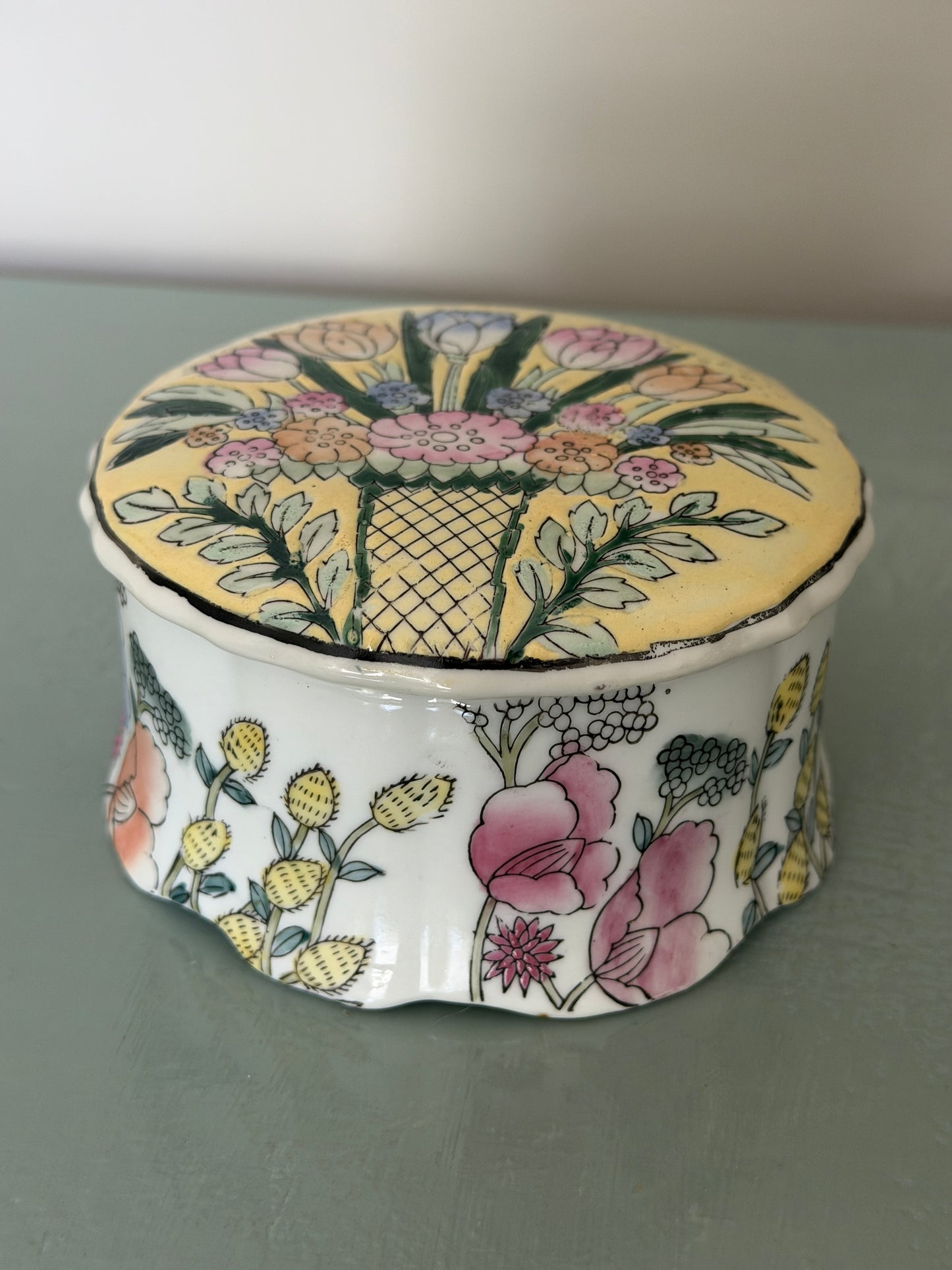 Hand-Painted Flower Trinket Box