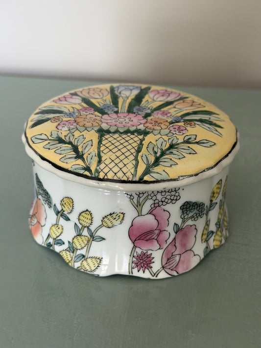 Hand-Painted Flower Trinket Box