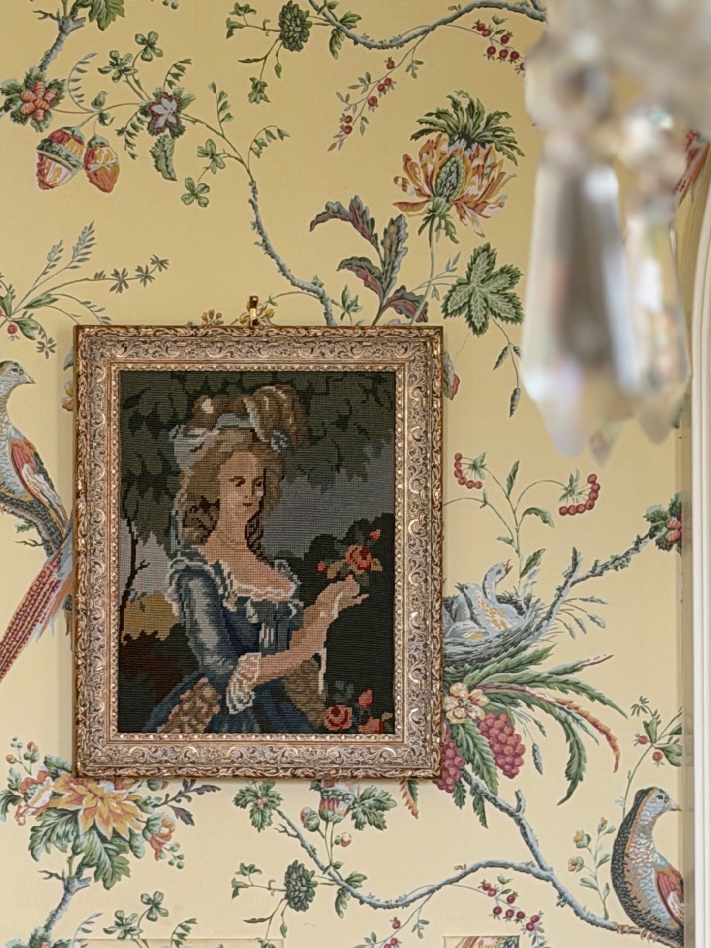 Marie Antoinette Framed Needlepoint Portrait