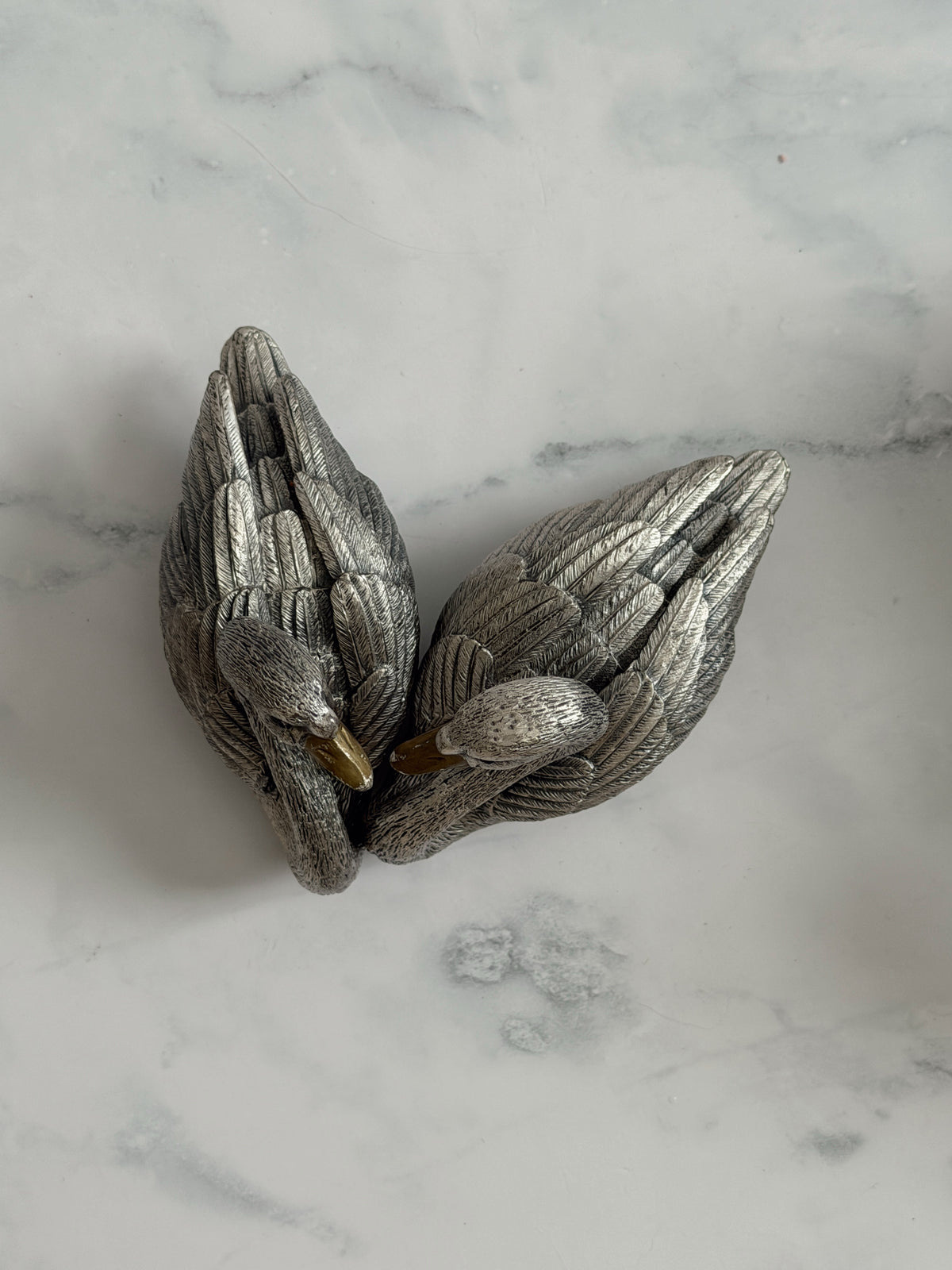 Pair of Pewter Swans