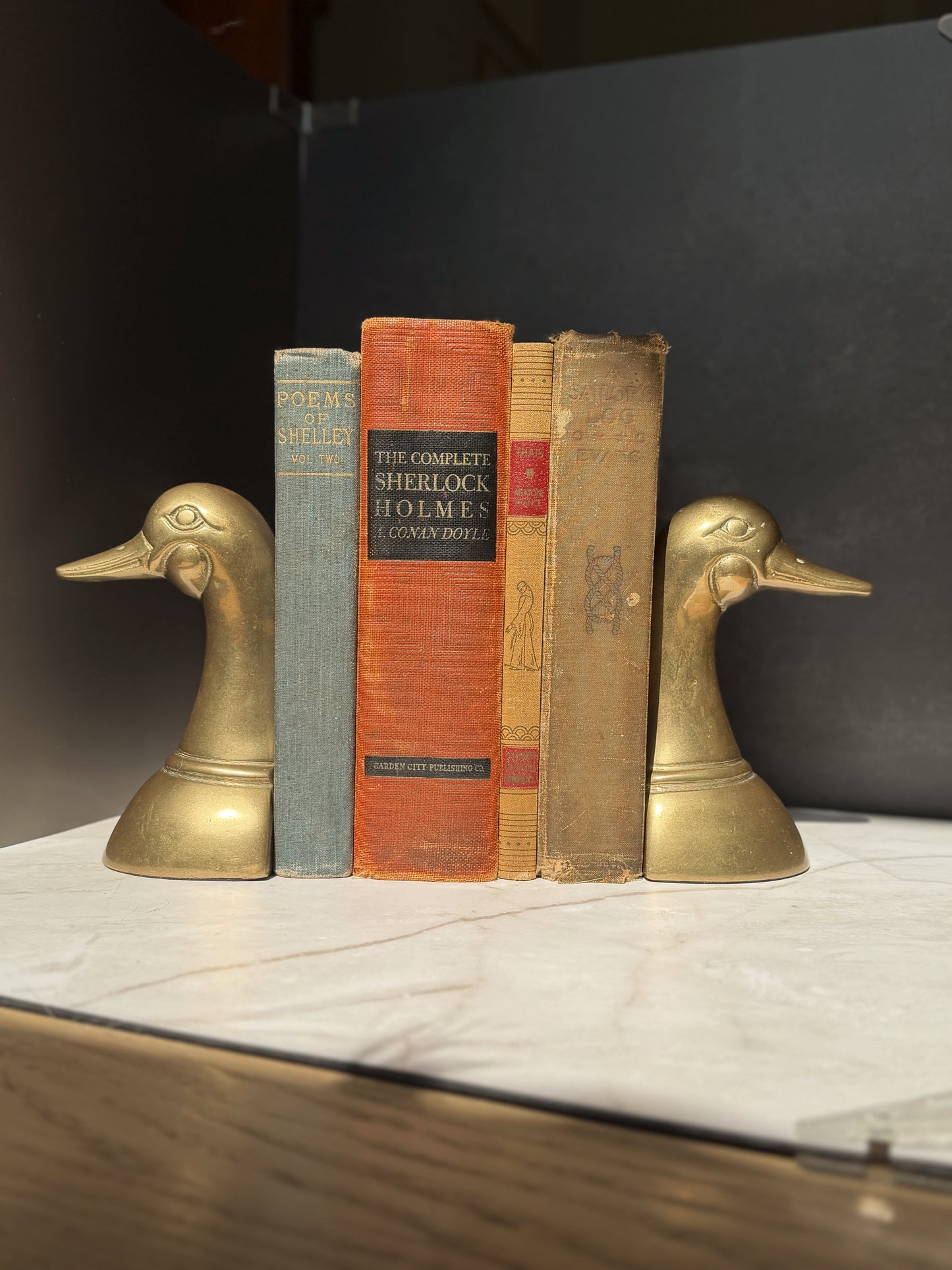 MCM Brass Duck Head Bookends
