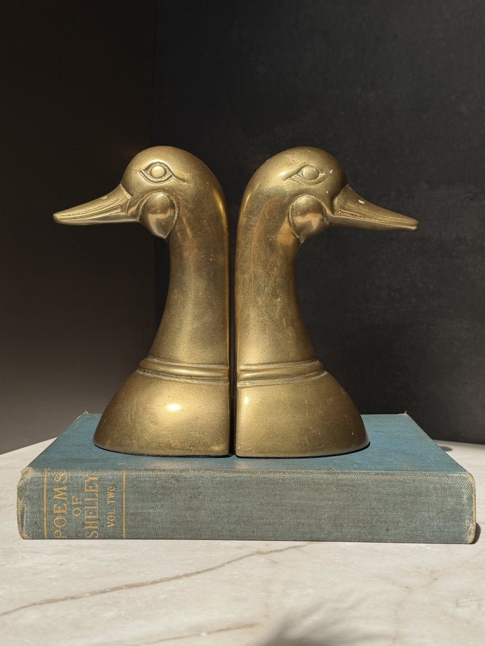 MCM Brass Duck Head Bookends