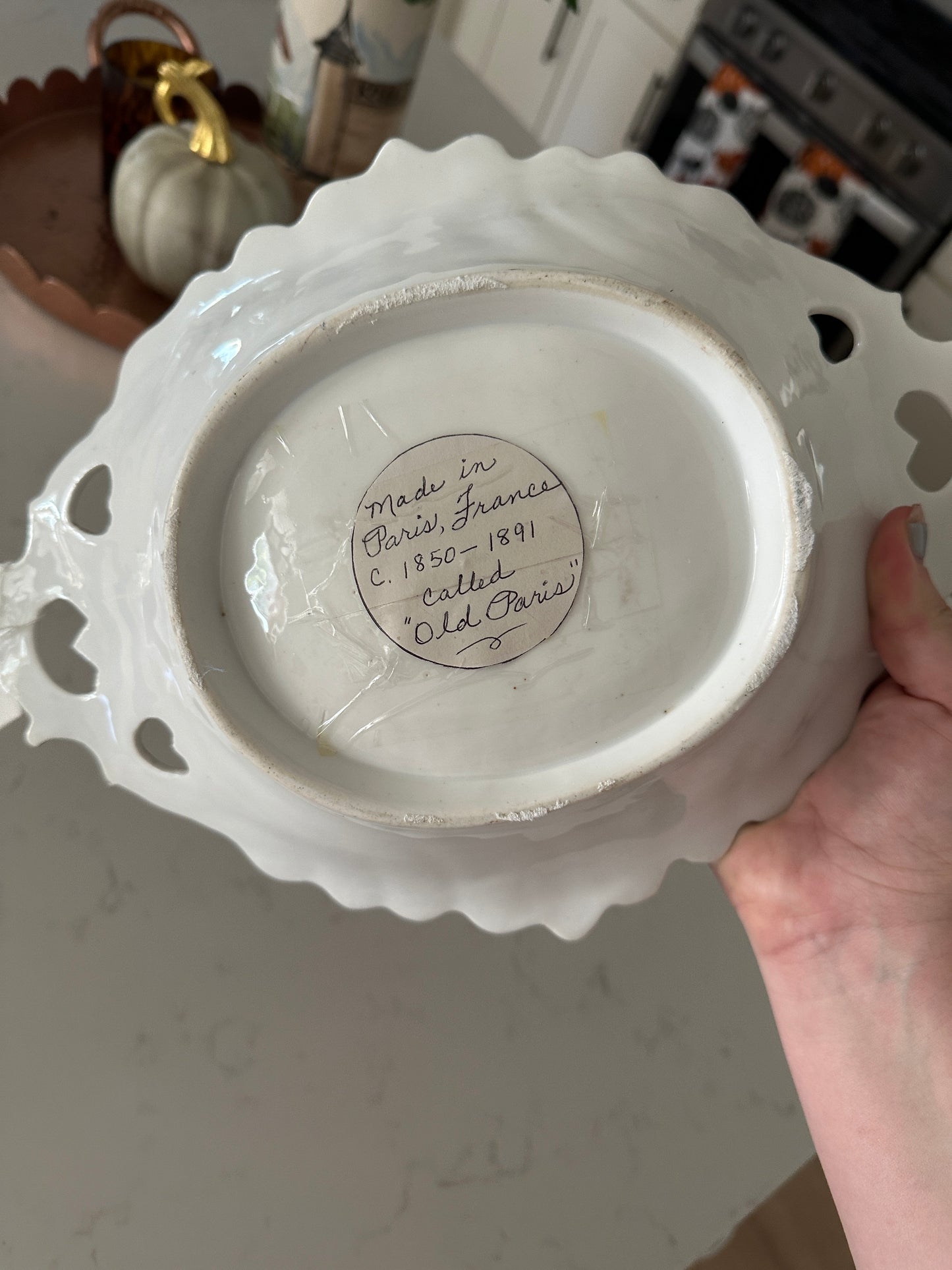 Old Paris Reticulated Dish in Cobalt & Gilt
