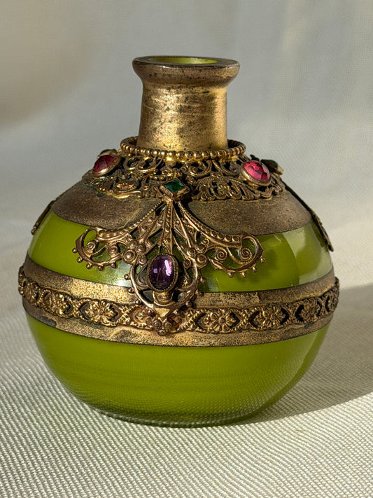 Czech Glass Jeweled Perfume Bottle