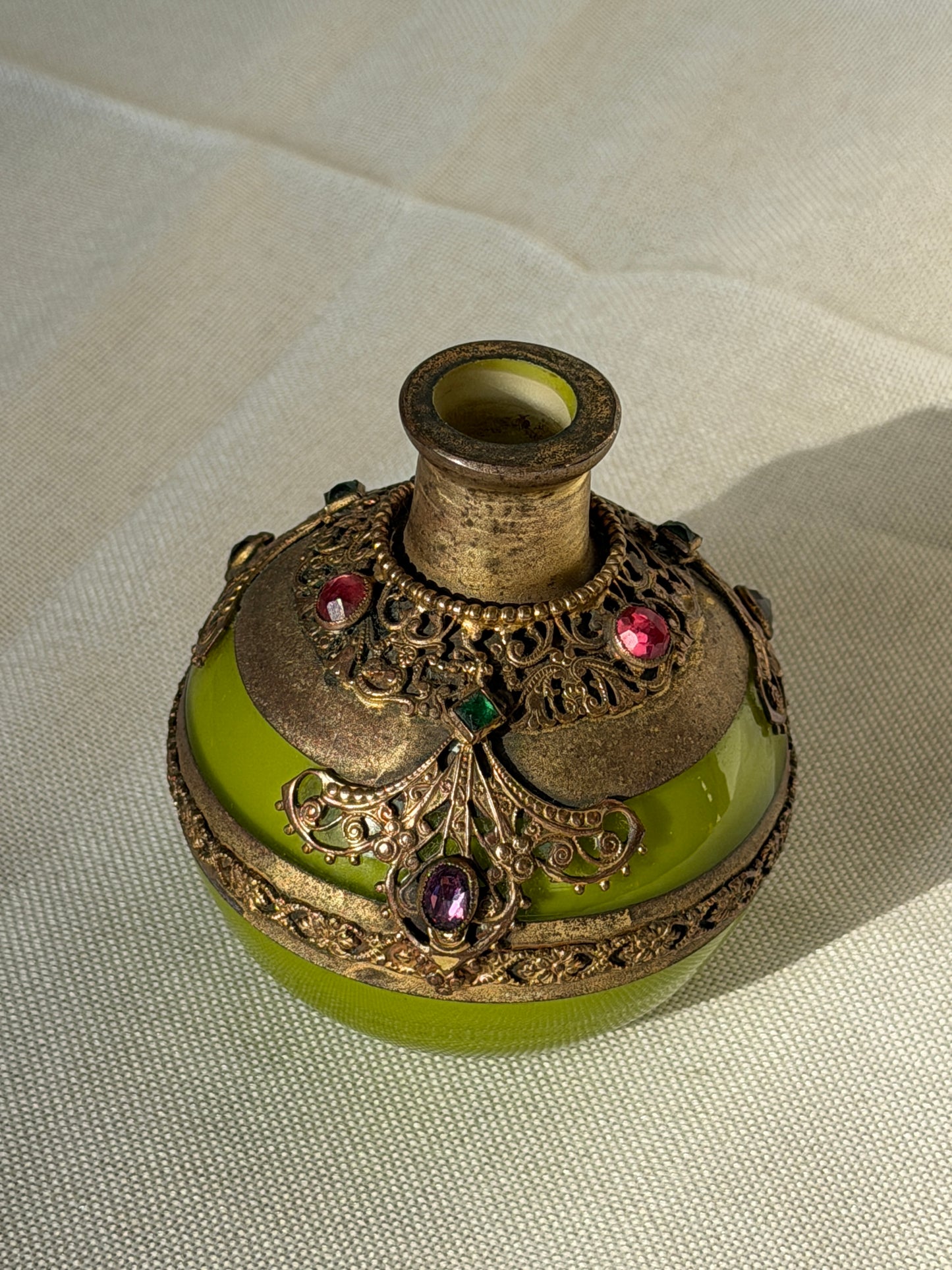 Czech Glass Jeweled Perfume Bottle