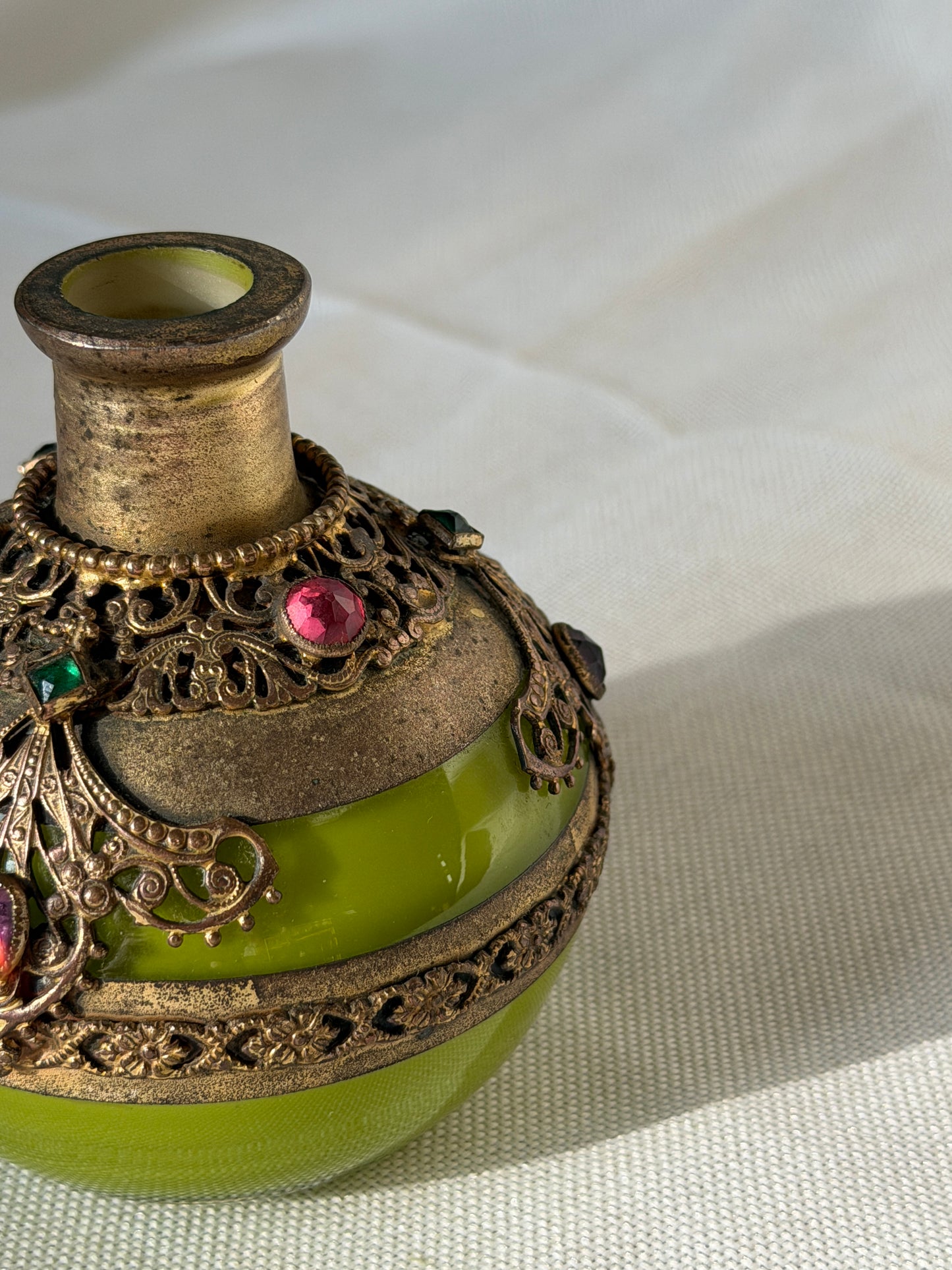 Czech Glass Jeweled Perfume Bottle