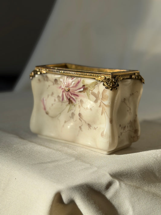 Wave Crest Opal Ware Hand-Painted Dresser Box, c. 1900