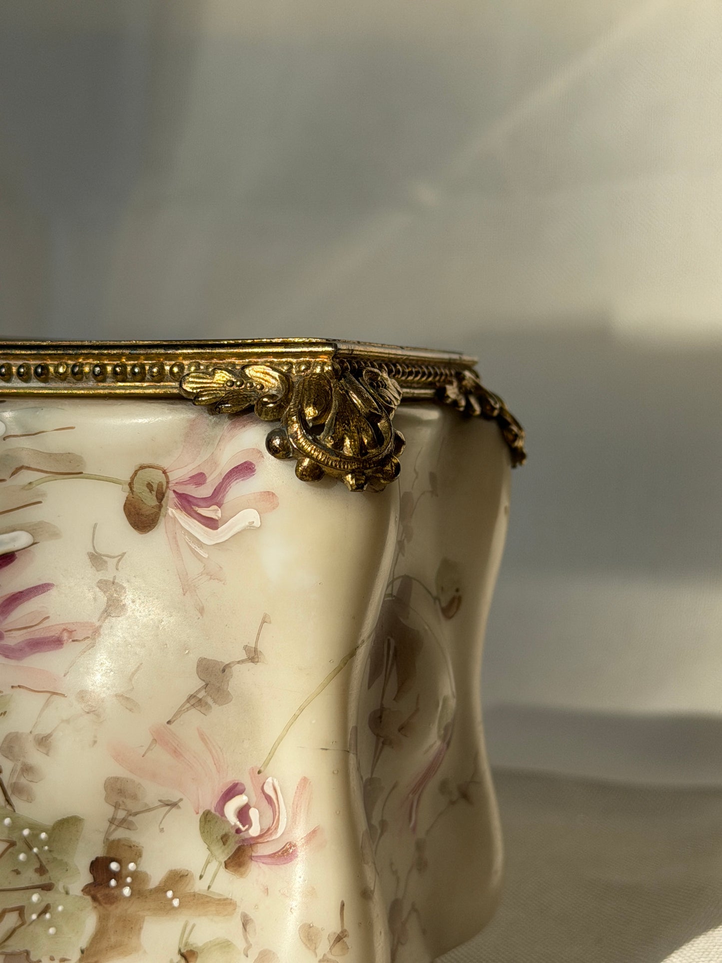 Wave Crest Opal Ware Hand-Painted Dresser Box, c. 1900