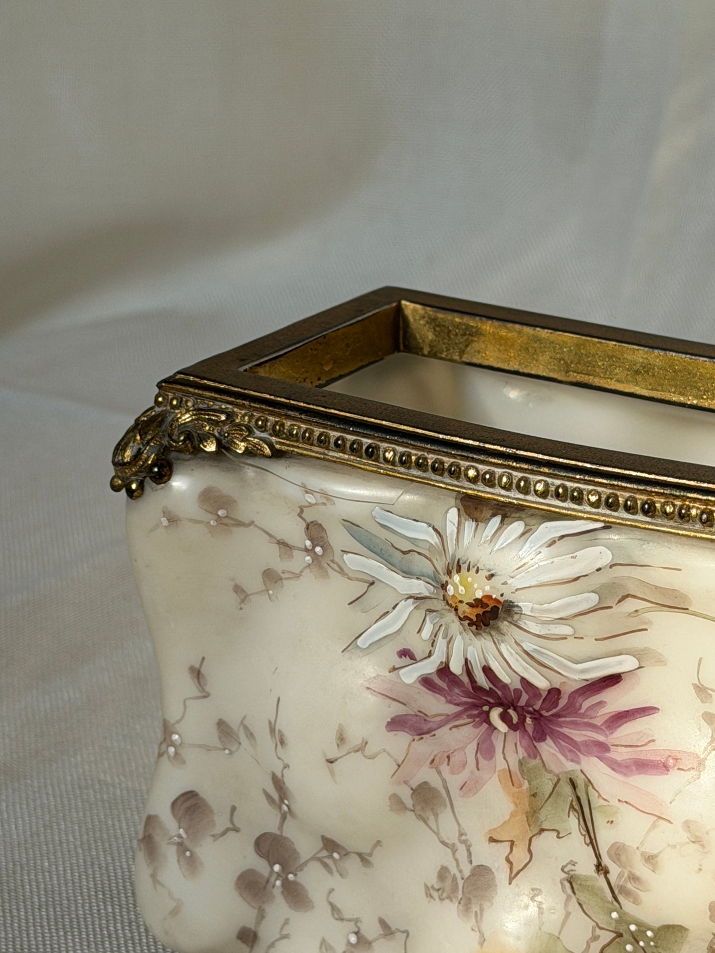 Wave Crest Opal Ware Hand-Painted Dresser Box, c. 1900
