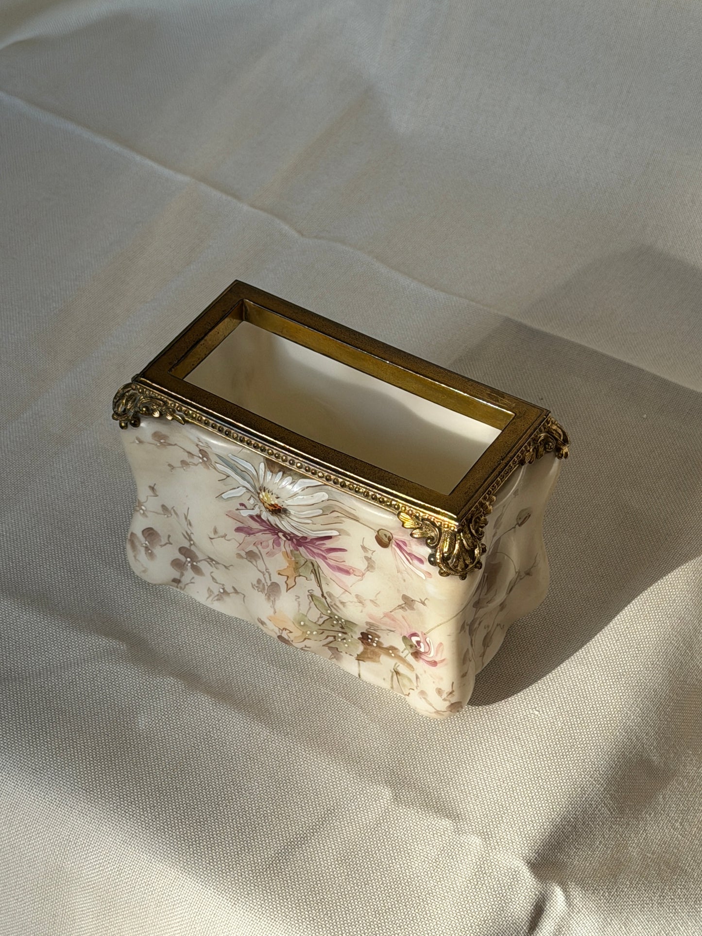 Wave Crest Opal Ware Hand-Painted Dresser Box, c. 1900