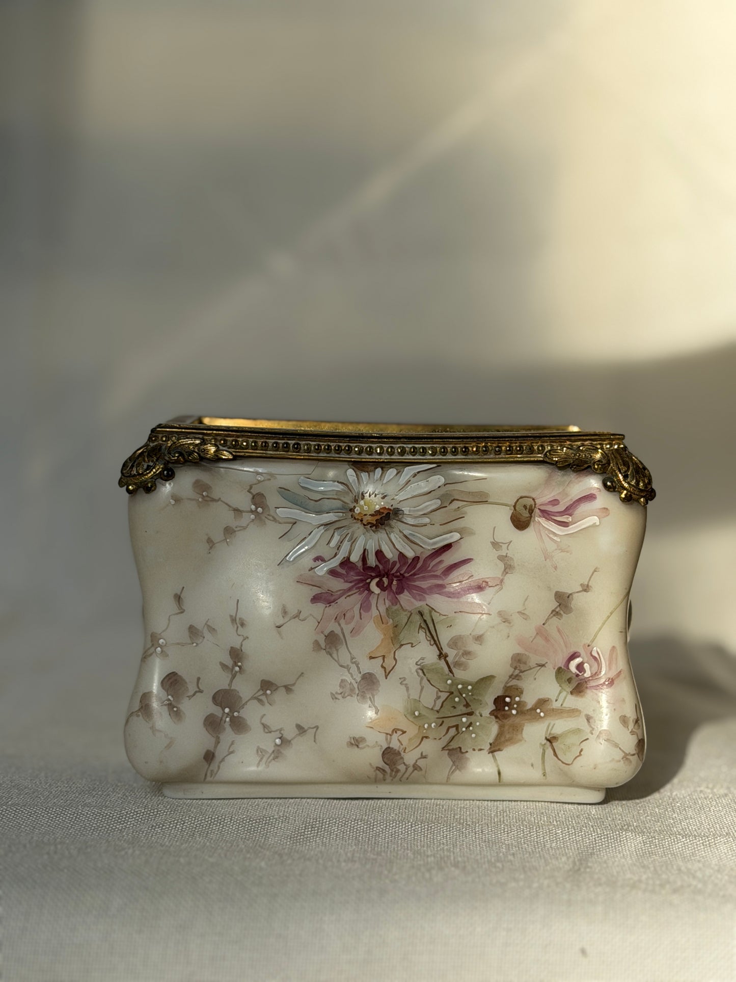 Wave Crest Opal Ware Hand-Painted Dresser Box, c. 1900