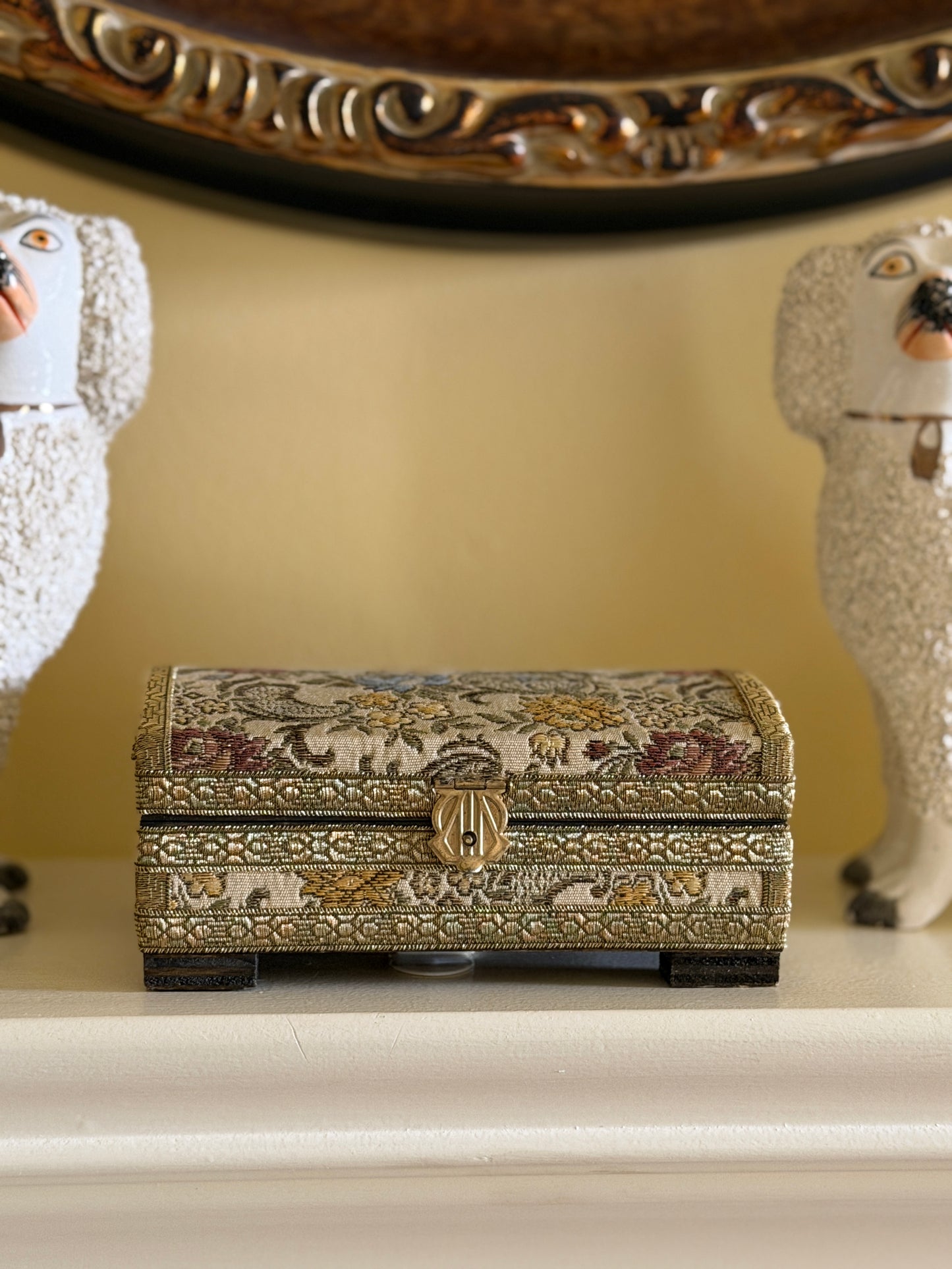 Gilt-Thread Zardozi Casket — Vintage Indian Embroidered Box