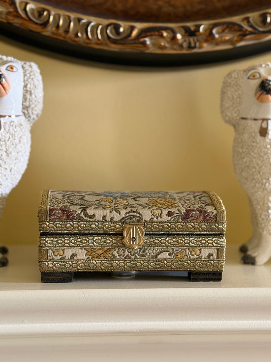 Gilt-Thread Zardozi Casket — Vintage Indian Embroidered Box