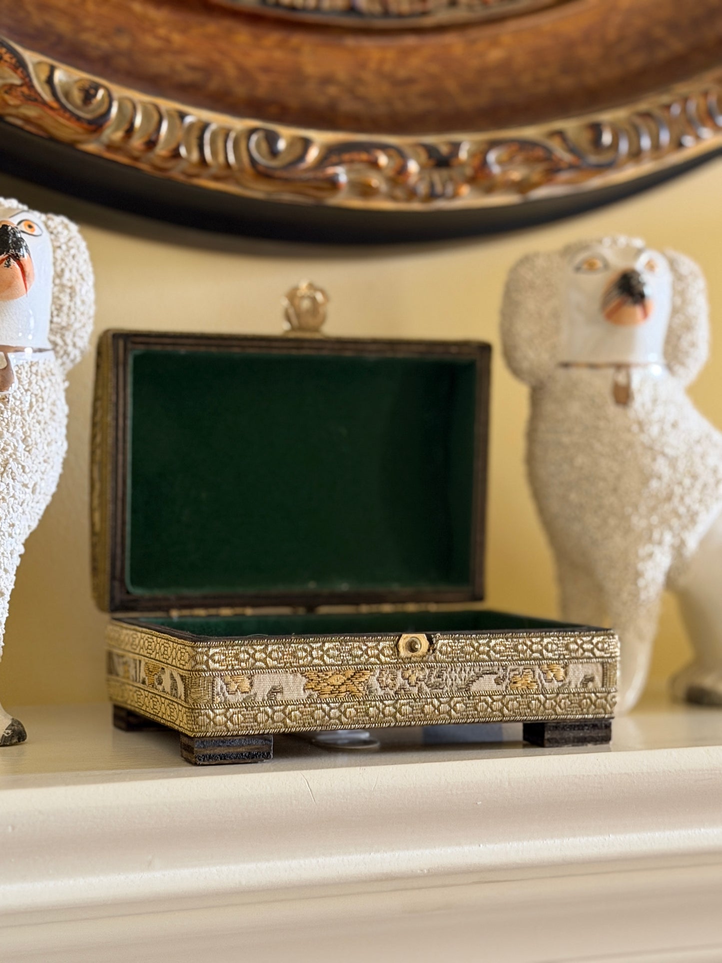 Gilt-Thread Zardozi Casket — Vintage Indian Embroidered Box