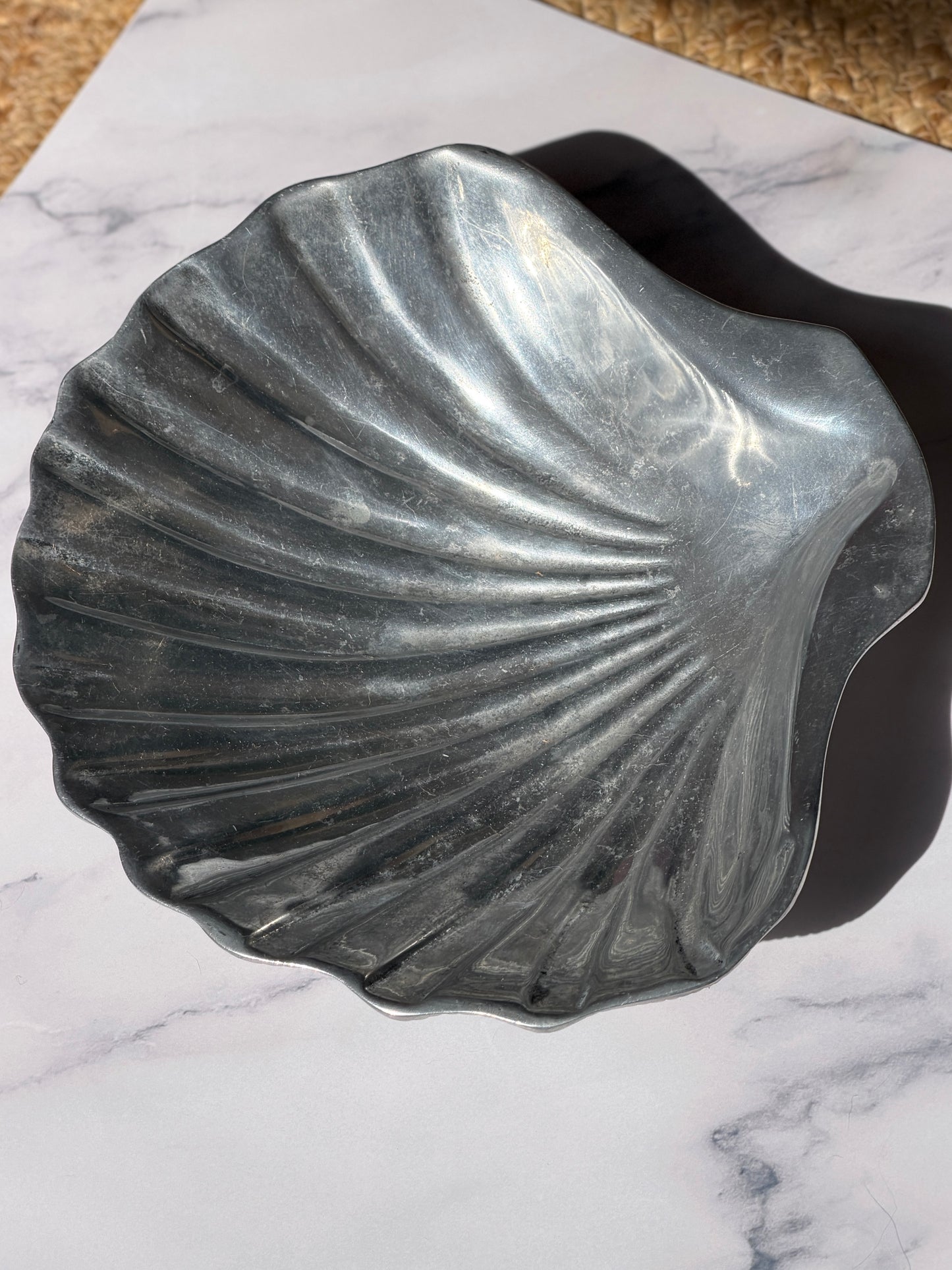 Bruce Fox Cast Pewter Scallop Shell Footed Dish