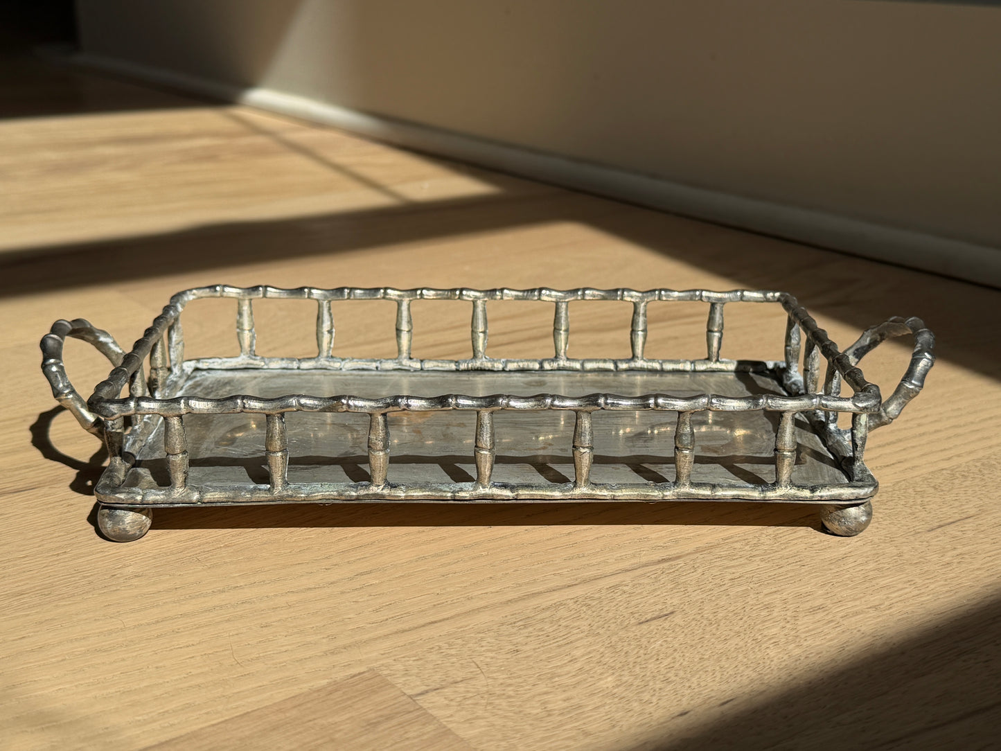 Silver Bamboo Vanity Tray