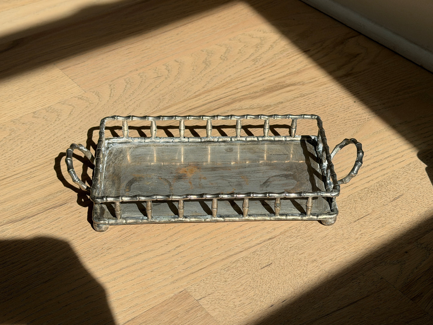 Silver Bamboo Vanity Tray