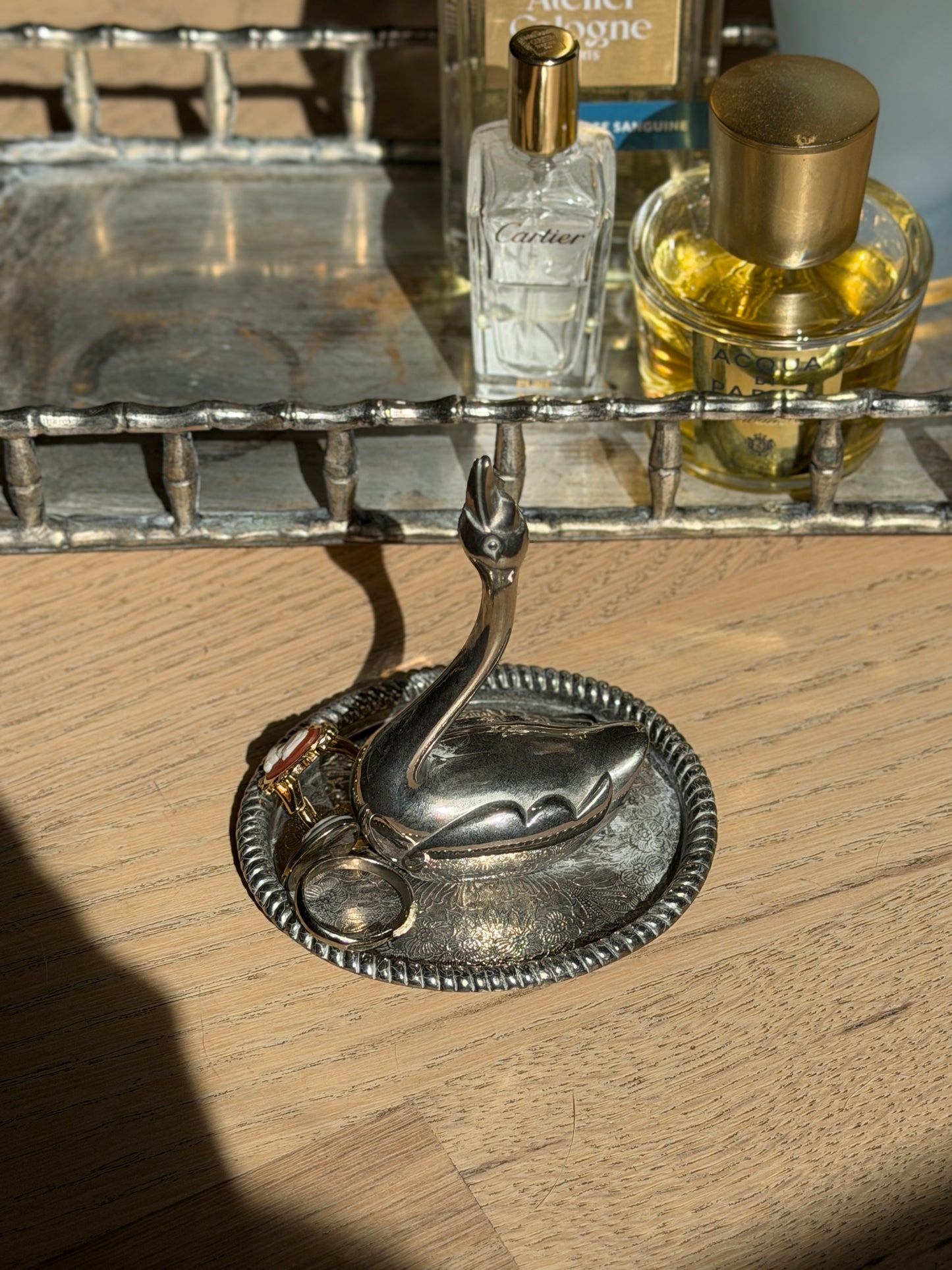 Silver Swan Ring Holder & Trinket Dish