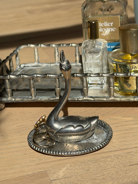 Silver Swan Ring Holder & Trinket Dish