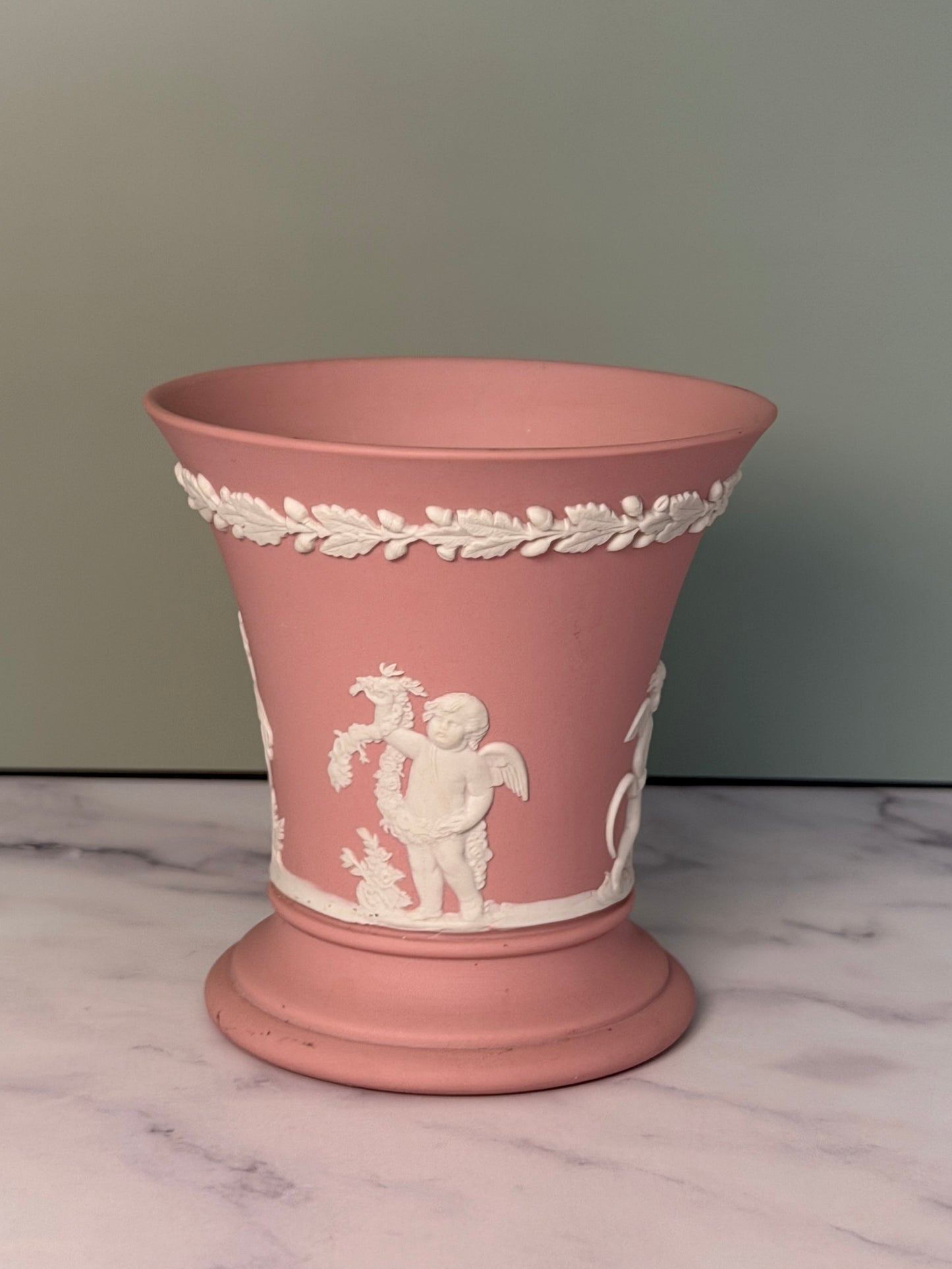 Wedgwood Pink Jasperware Trumpet Vase