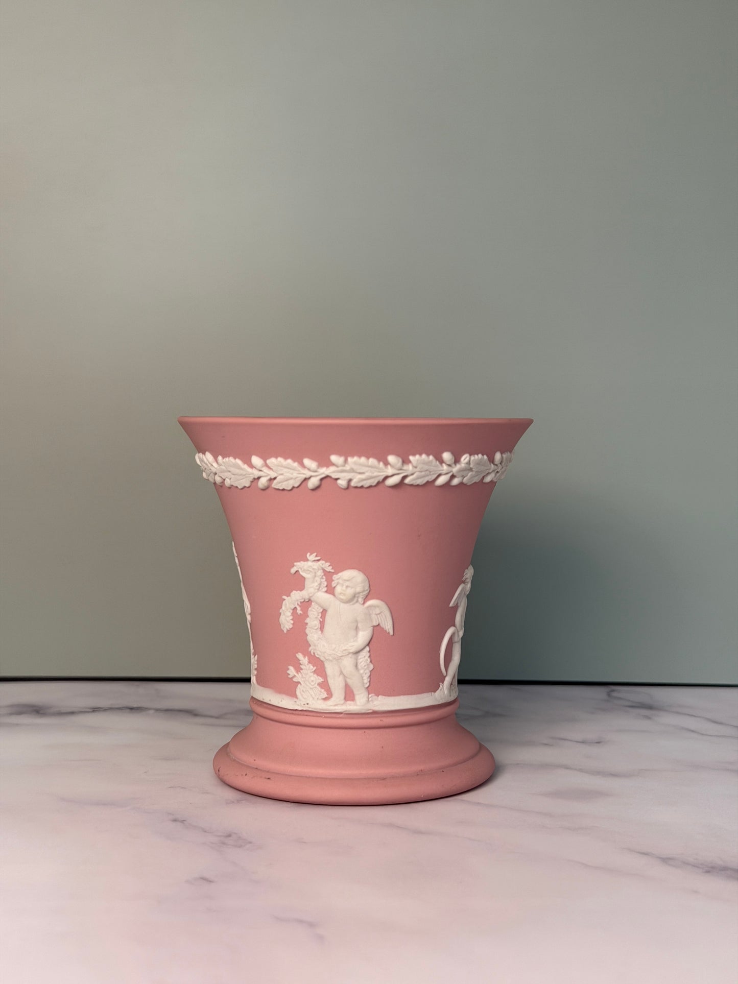 Wedgwood Pink Jasperware Trumpet Vase