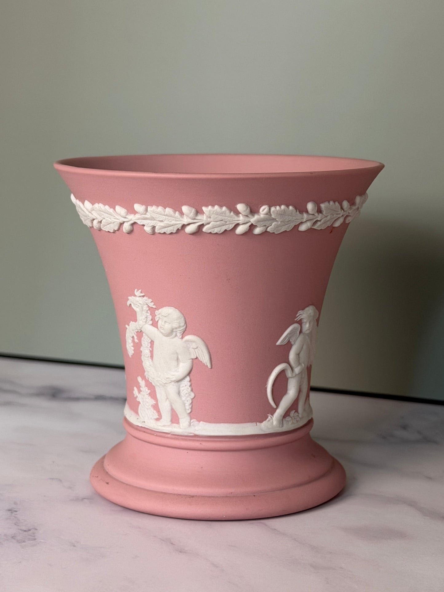 Wedgwood Pink Jasperware Trumpet Vase