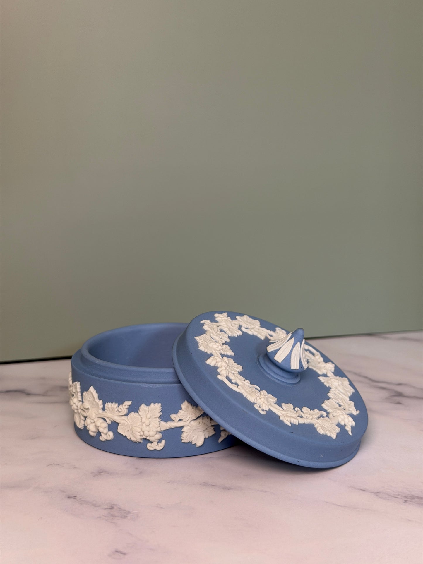 Wedgwood Blue Jasperware Lidded Trinket Box