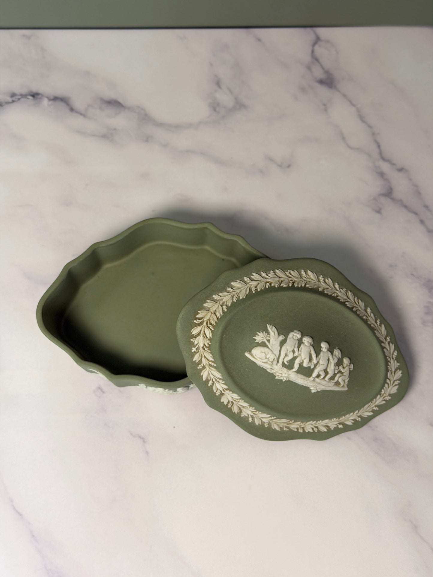 Wedgwood Sage Jasperware Trinket Box