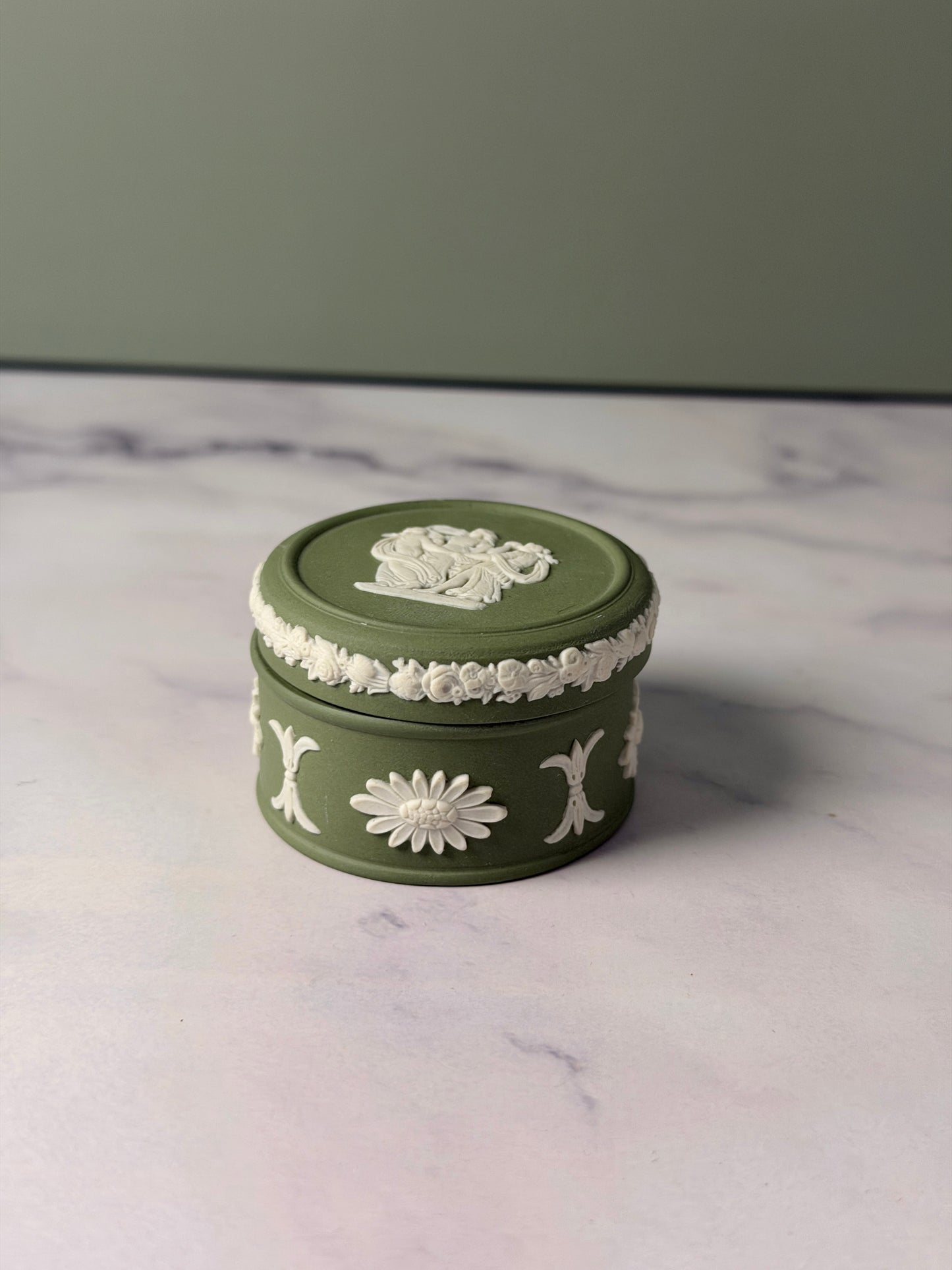 Wedgwood Sage Jasperware Pill Box