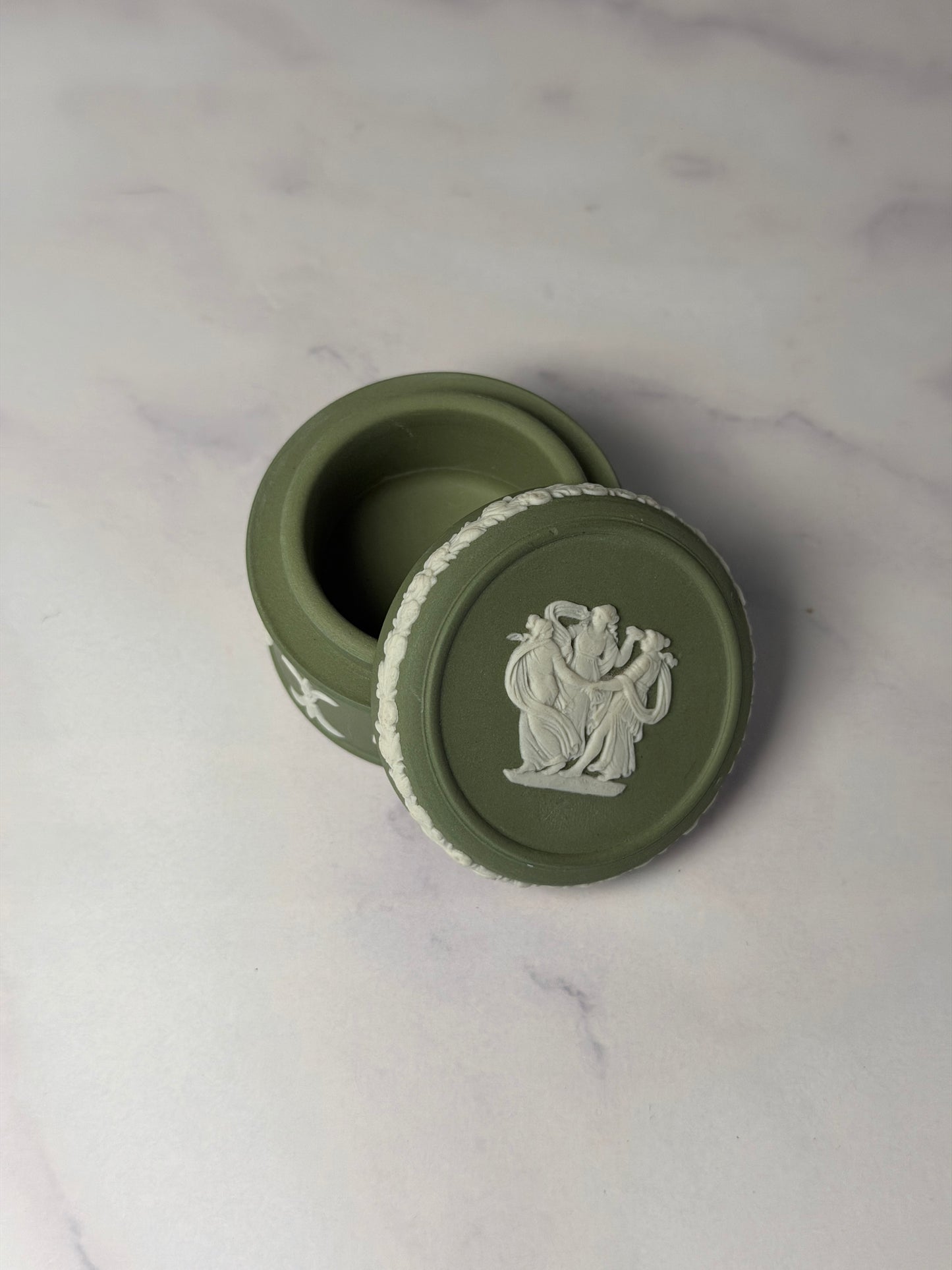 Wedgwood Sage Jasperware Pill Box