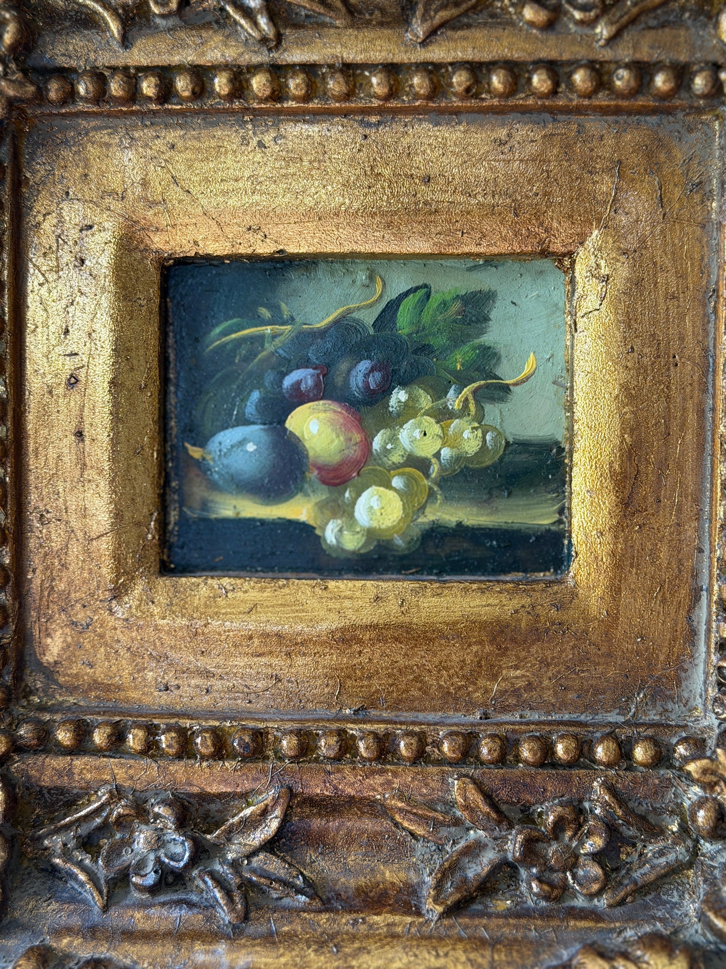 Petite Fruit Still Life, Giltwood Framed Original Oil Painting