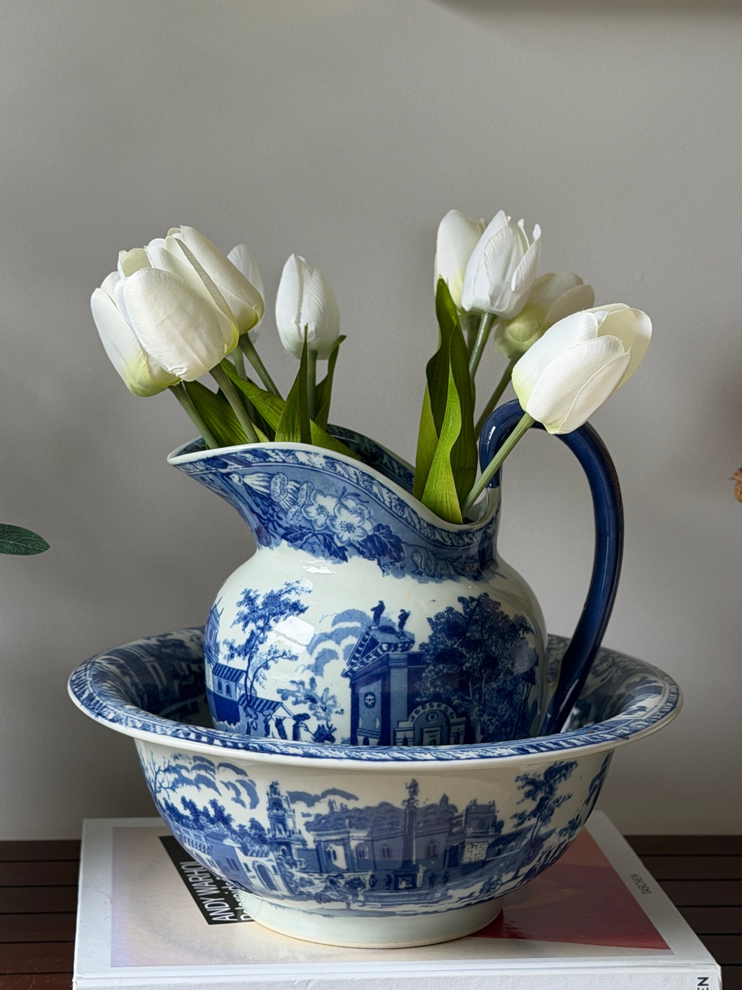 Victoriaware Ironstone Blue & White Pitcher & Basin Set